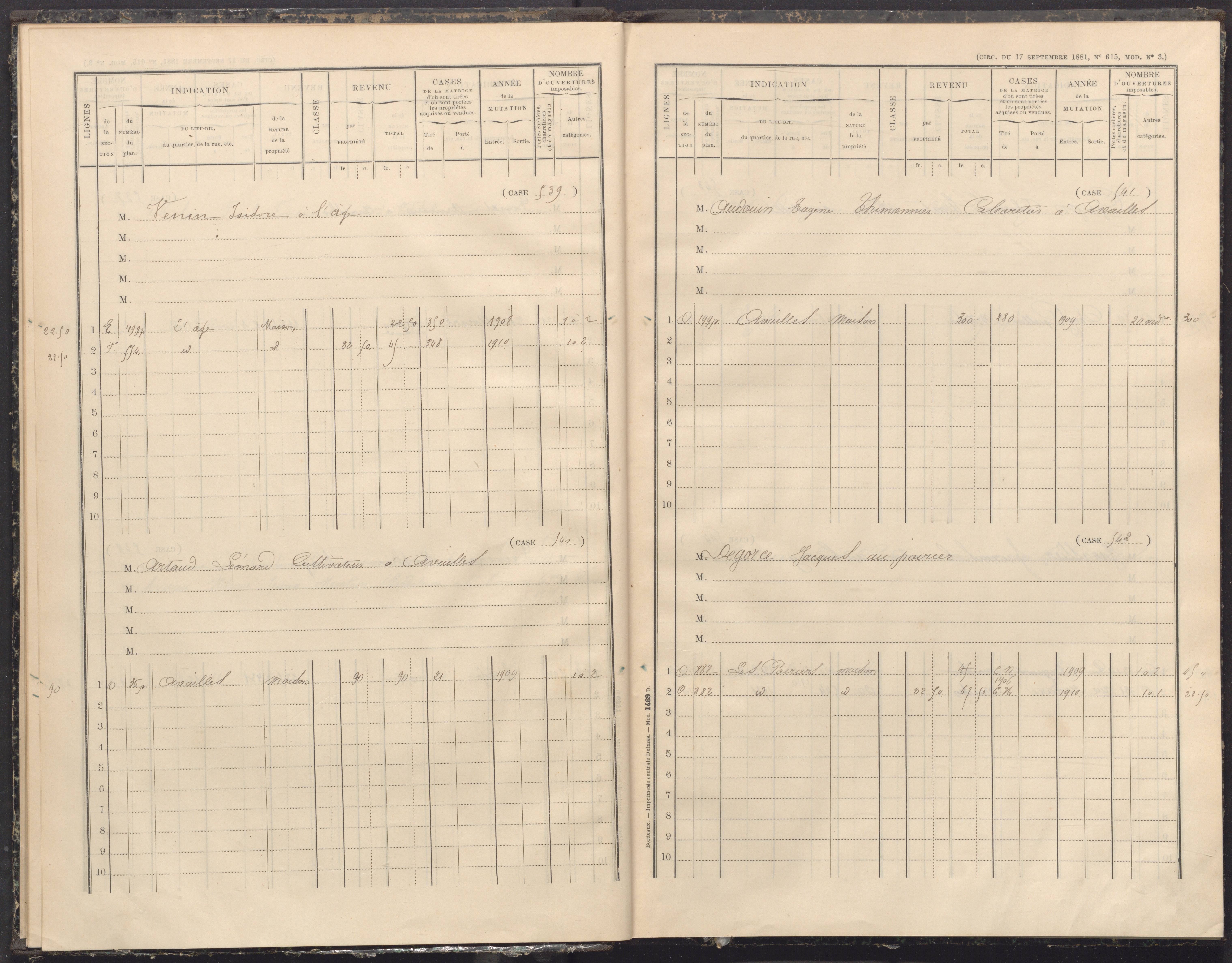Availles-Limouzine - FRAD086_cadastre Cases 497-556 