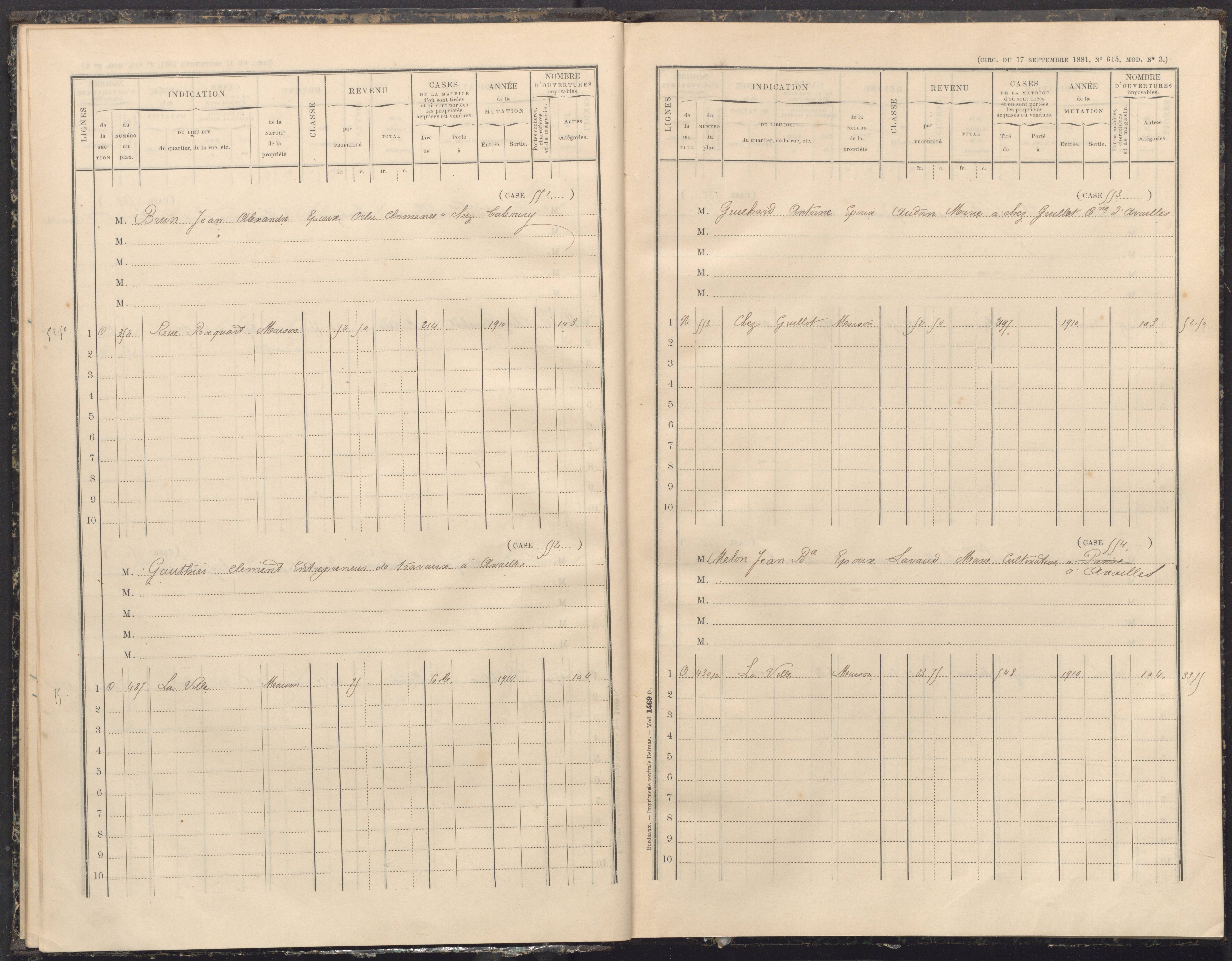 Availles-Limouzine - FRAD086_cadastre Cases 497-556 