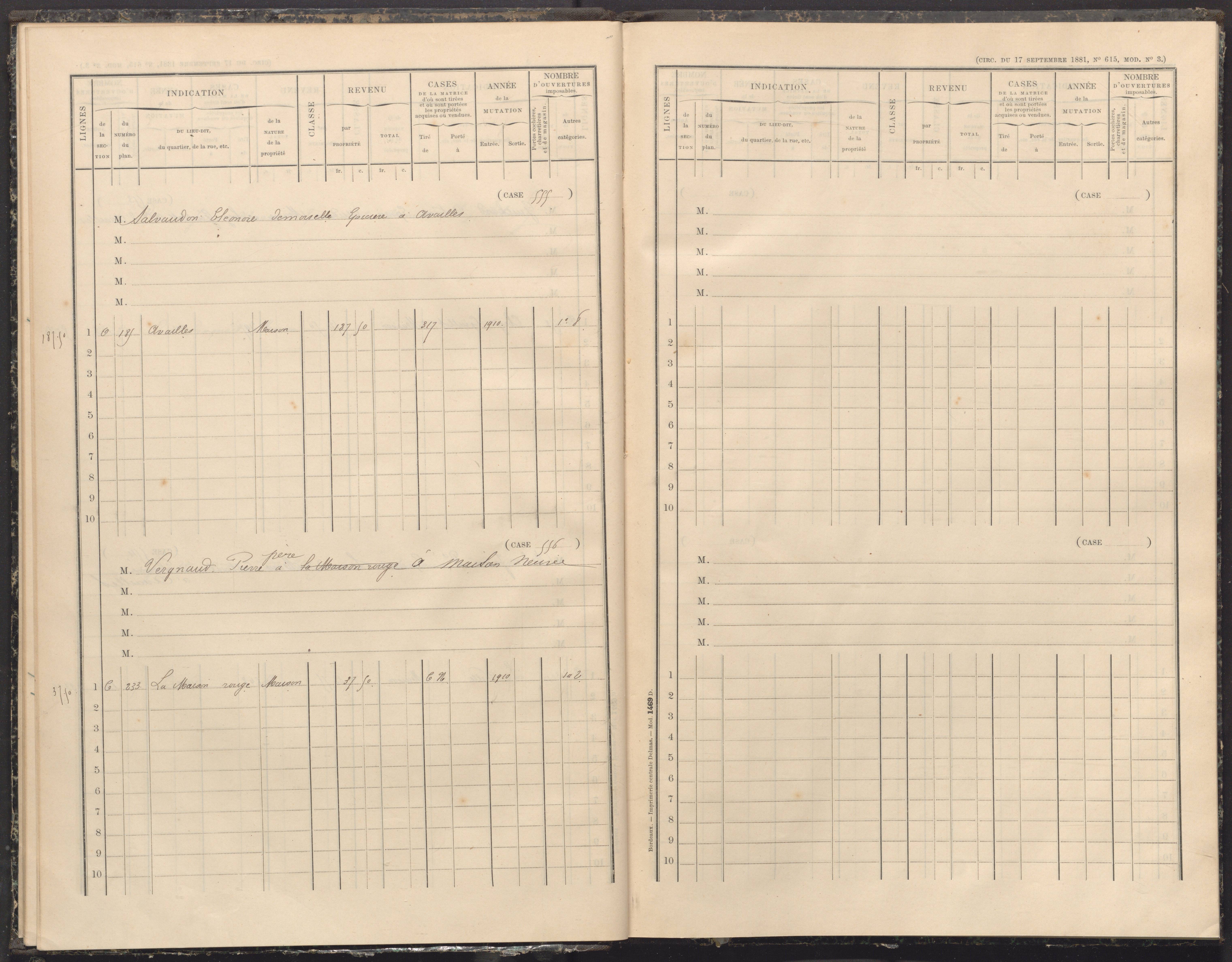 Availles-Limouzine - FRAD086_cadastre Cases 497-556 
