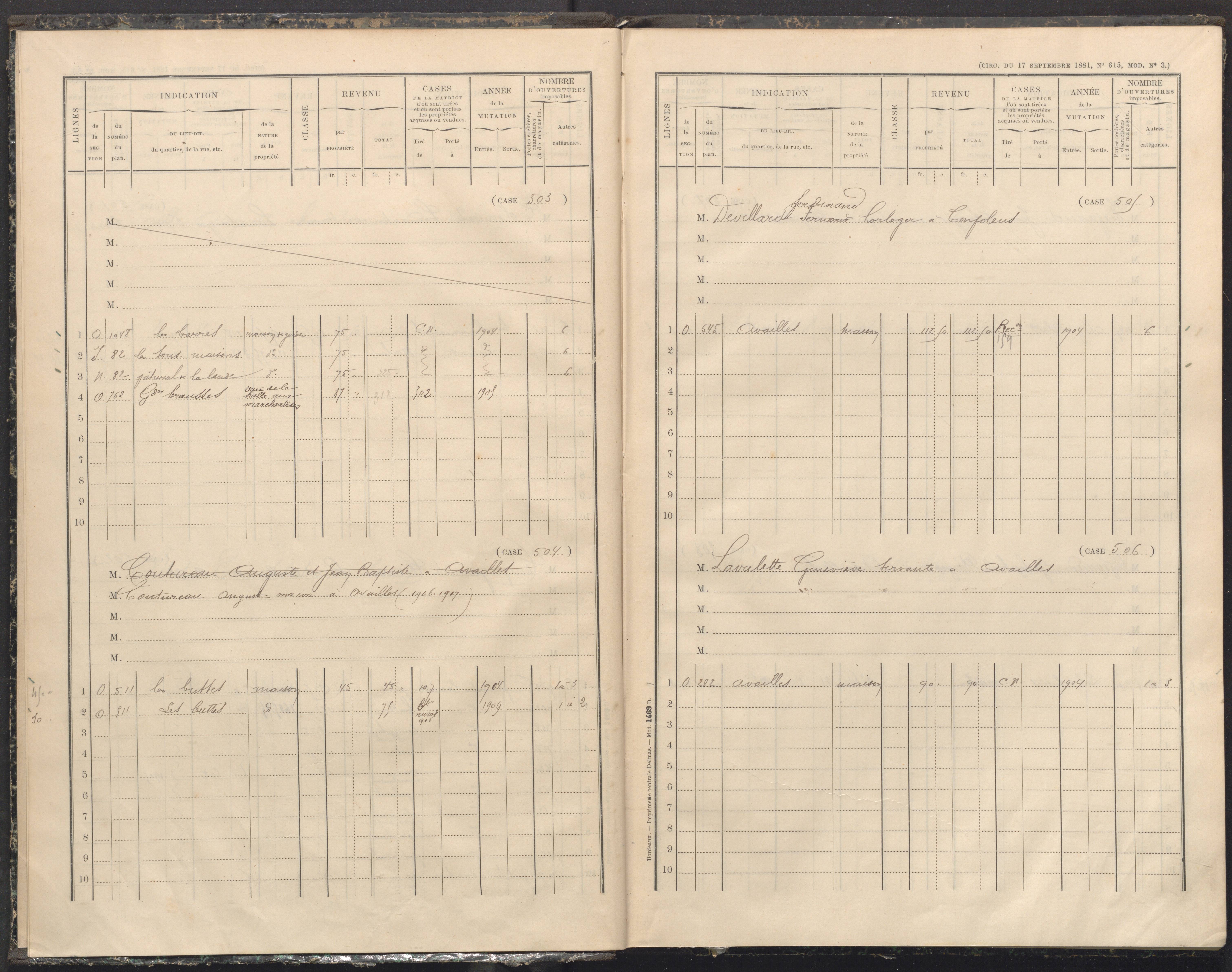 Availles-Limouzine - FRAD086_cadastre Cases 497-556 