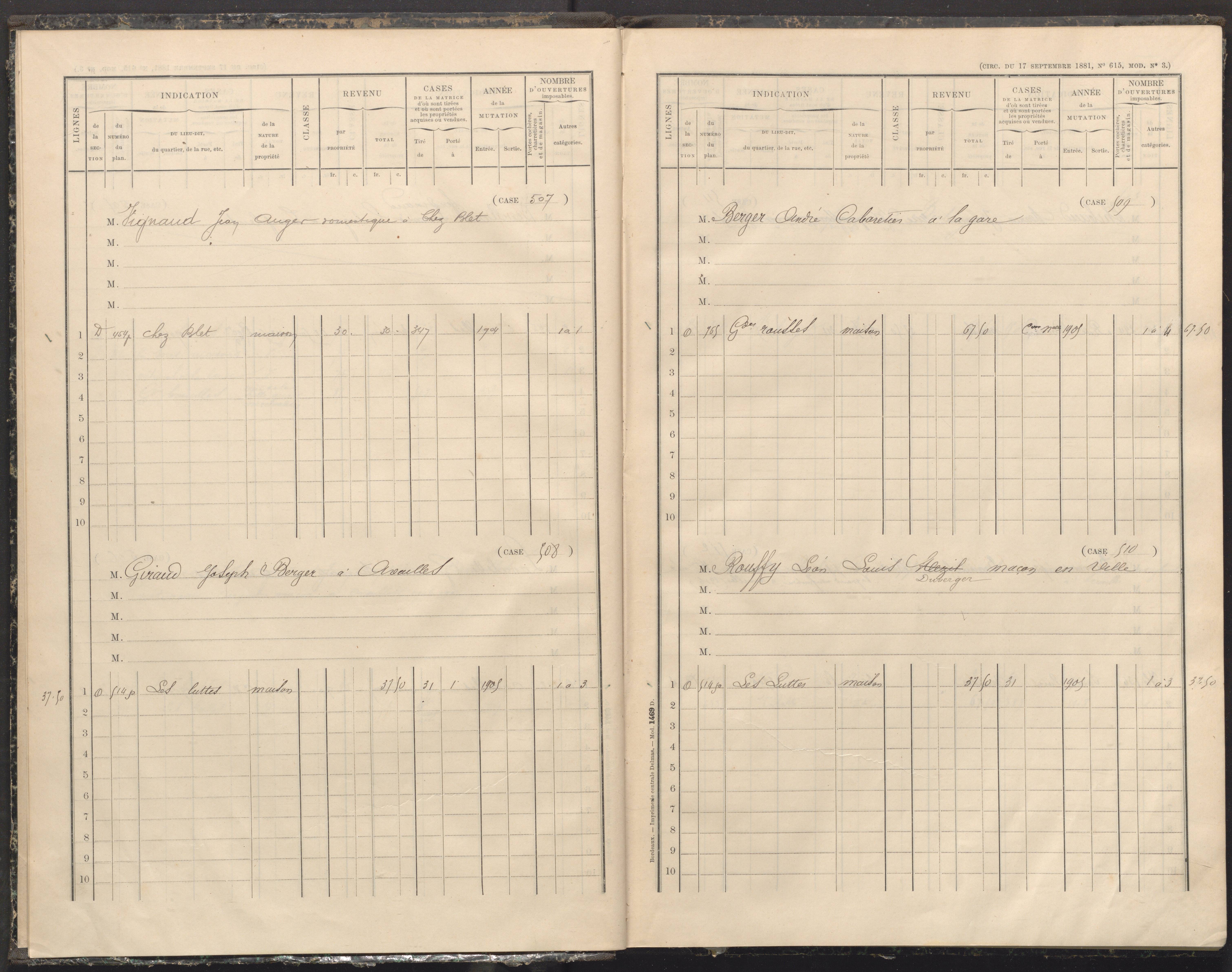 Availles-Limouzine - FRAD086_cadastre Cases 497-556 