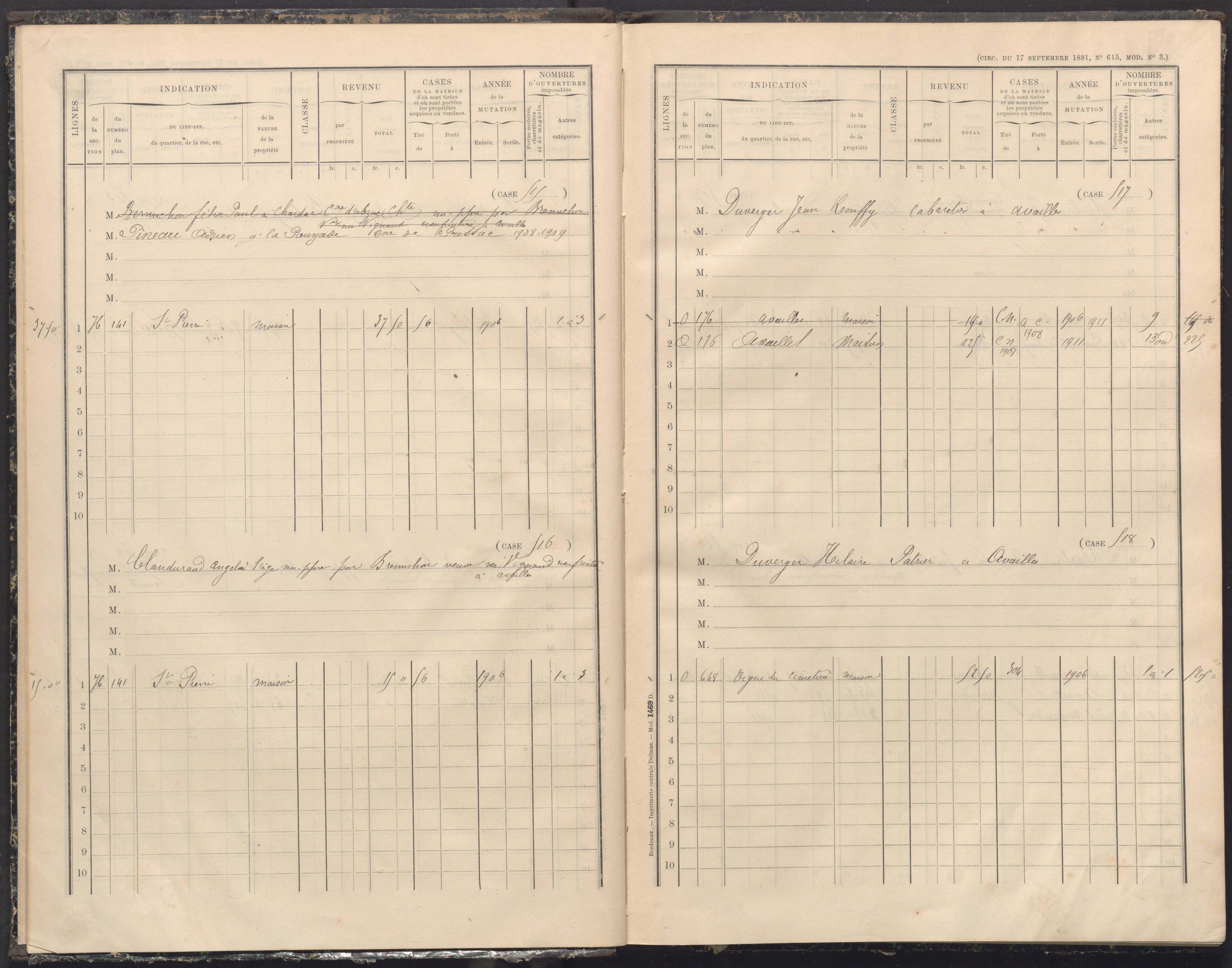 Availles-Limouzine - FRAD086_cadastre Cases 497-556 