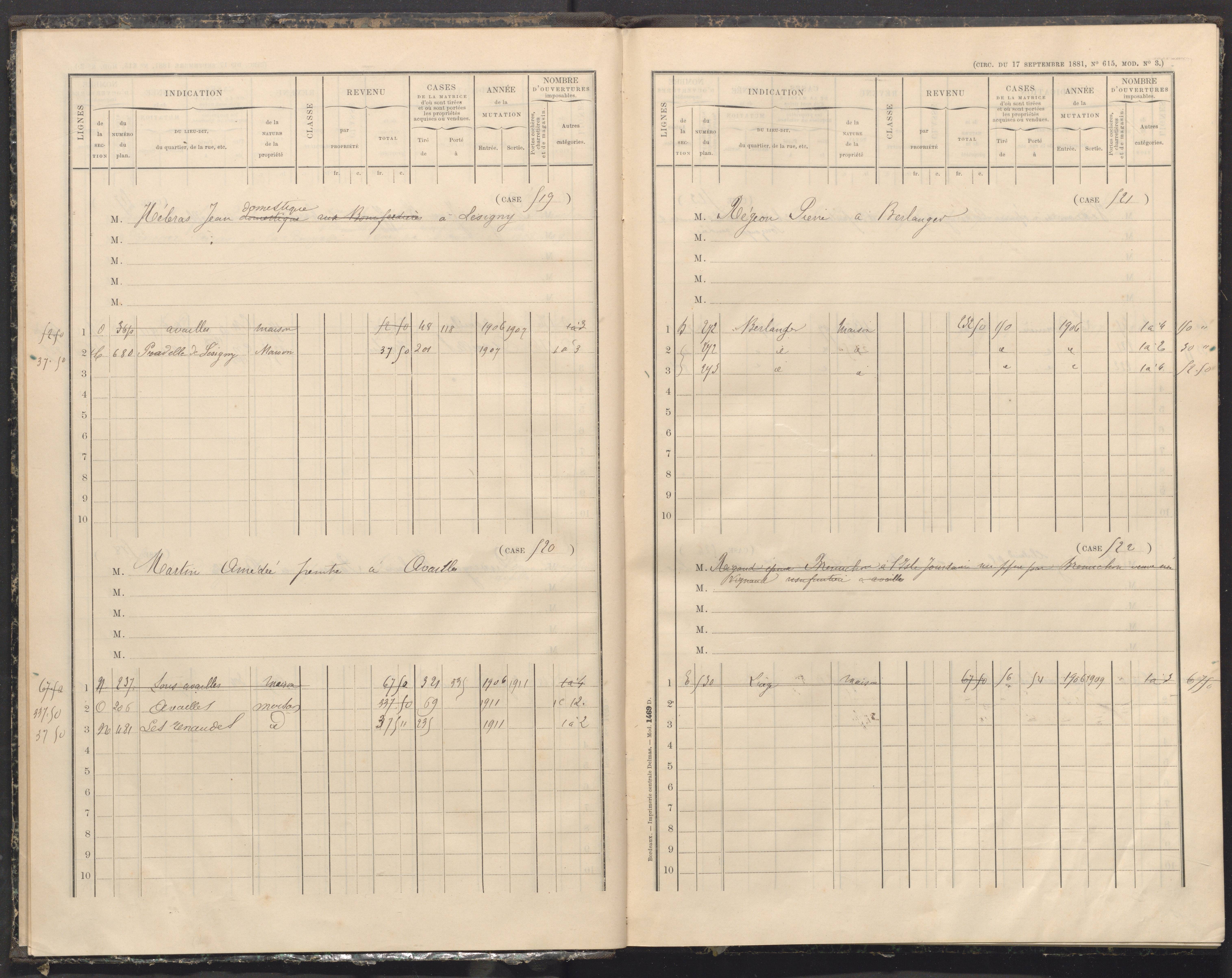 Availles-Limouzine - FRAD086_cadastre Cases 497-556 