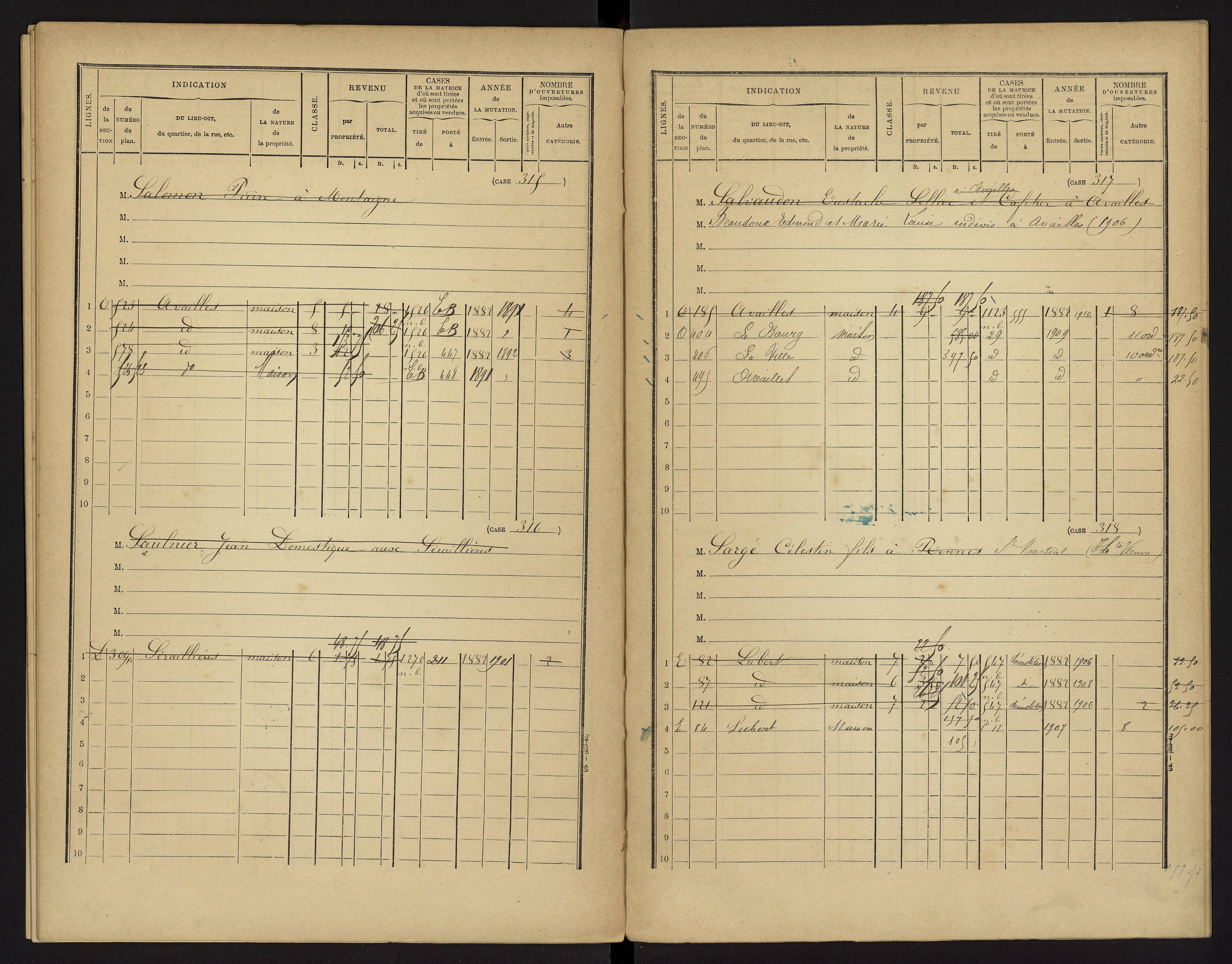Availles-Limouzine - FRAD086_cadastre Cases 1-496 