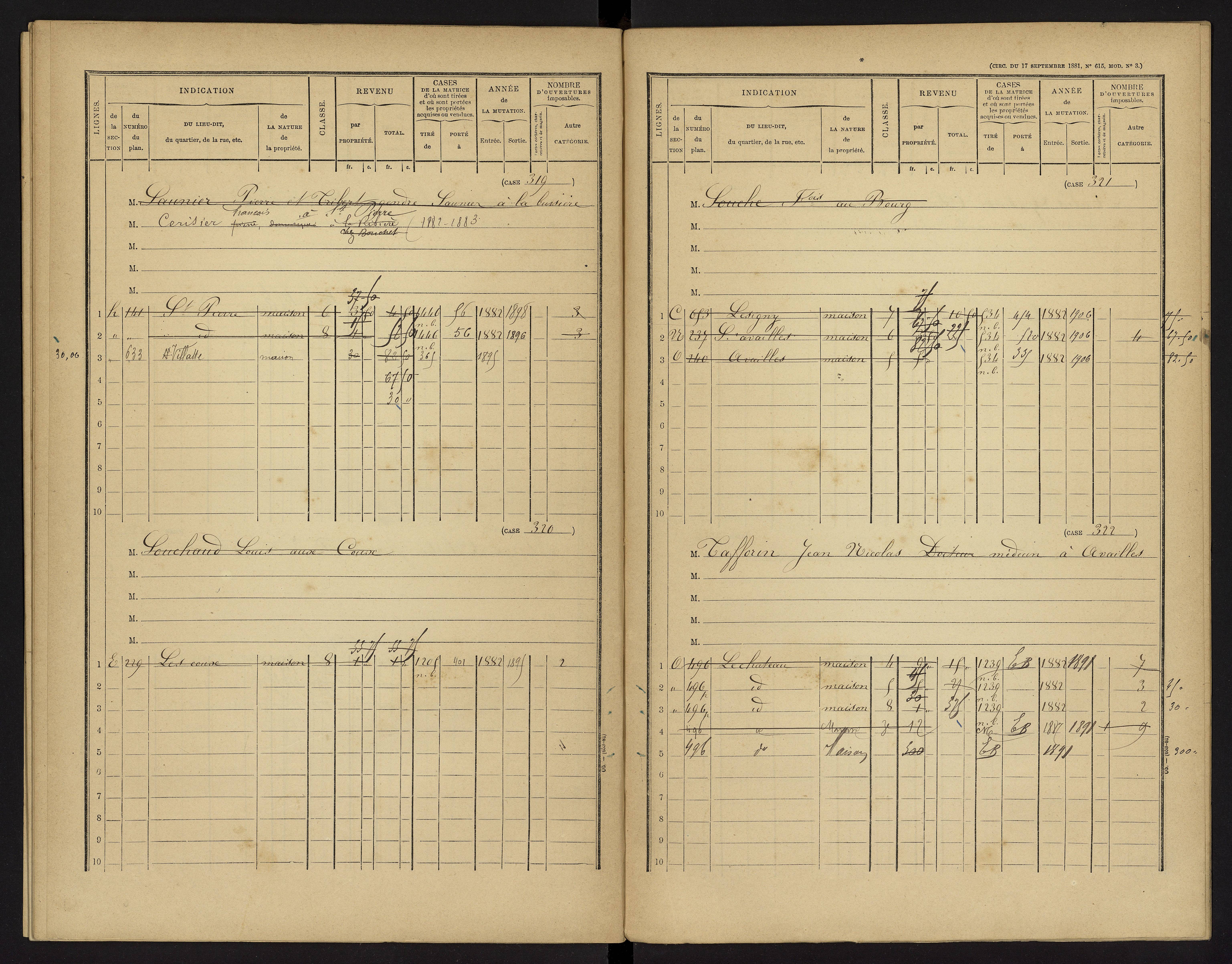 Availles-Limouzine - FRAD086_cadastre Cases 1-496 