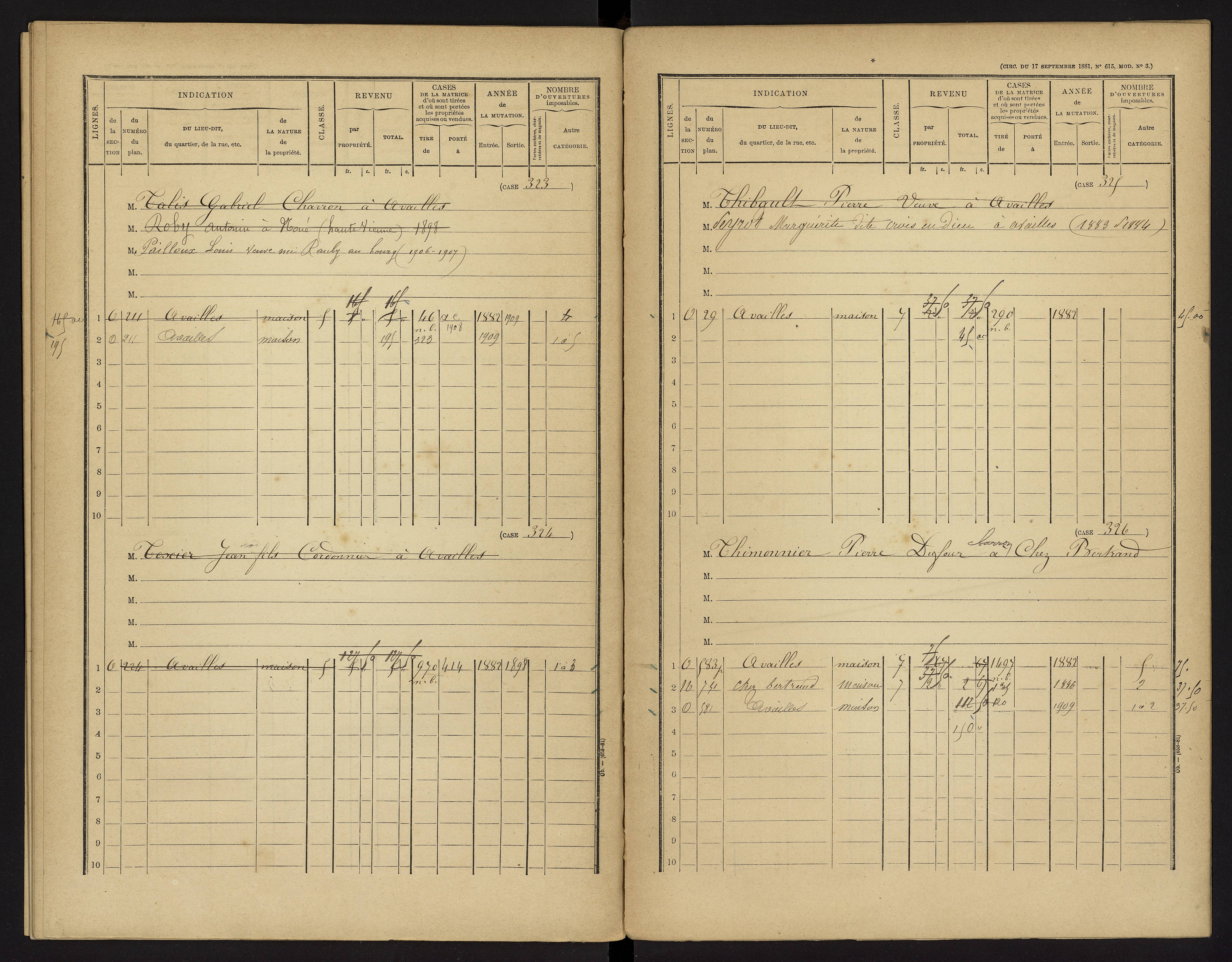 Availles-Limouzine - FRAD086_cadastre Cases 1-496 