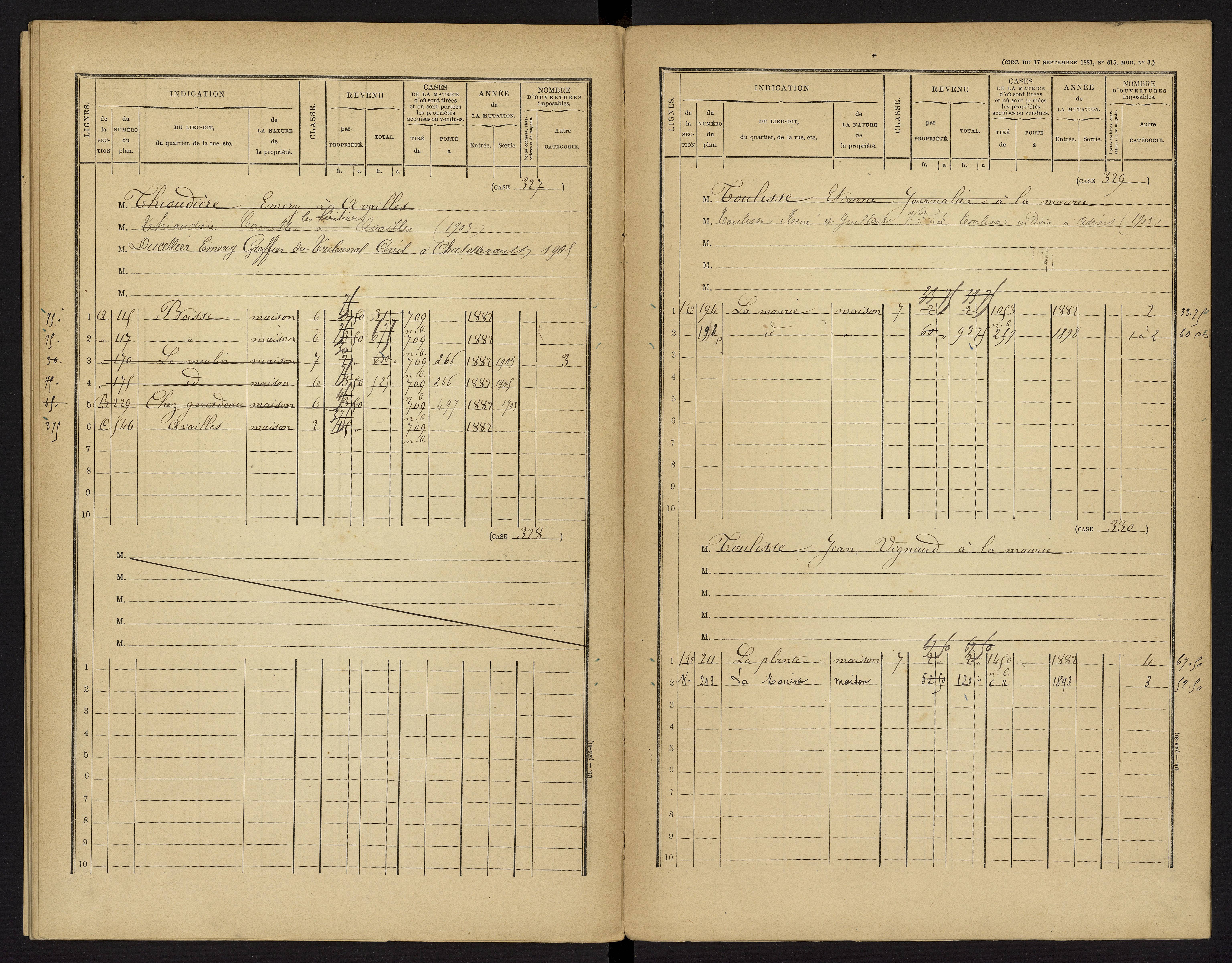 Availles-Limouzine - FRAD086_cadastre Cases 1-496 