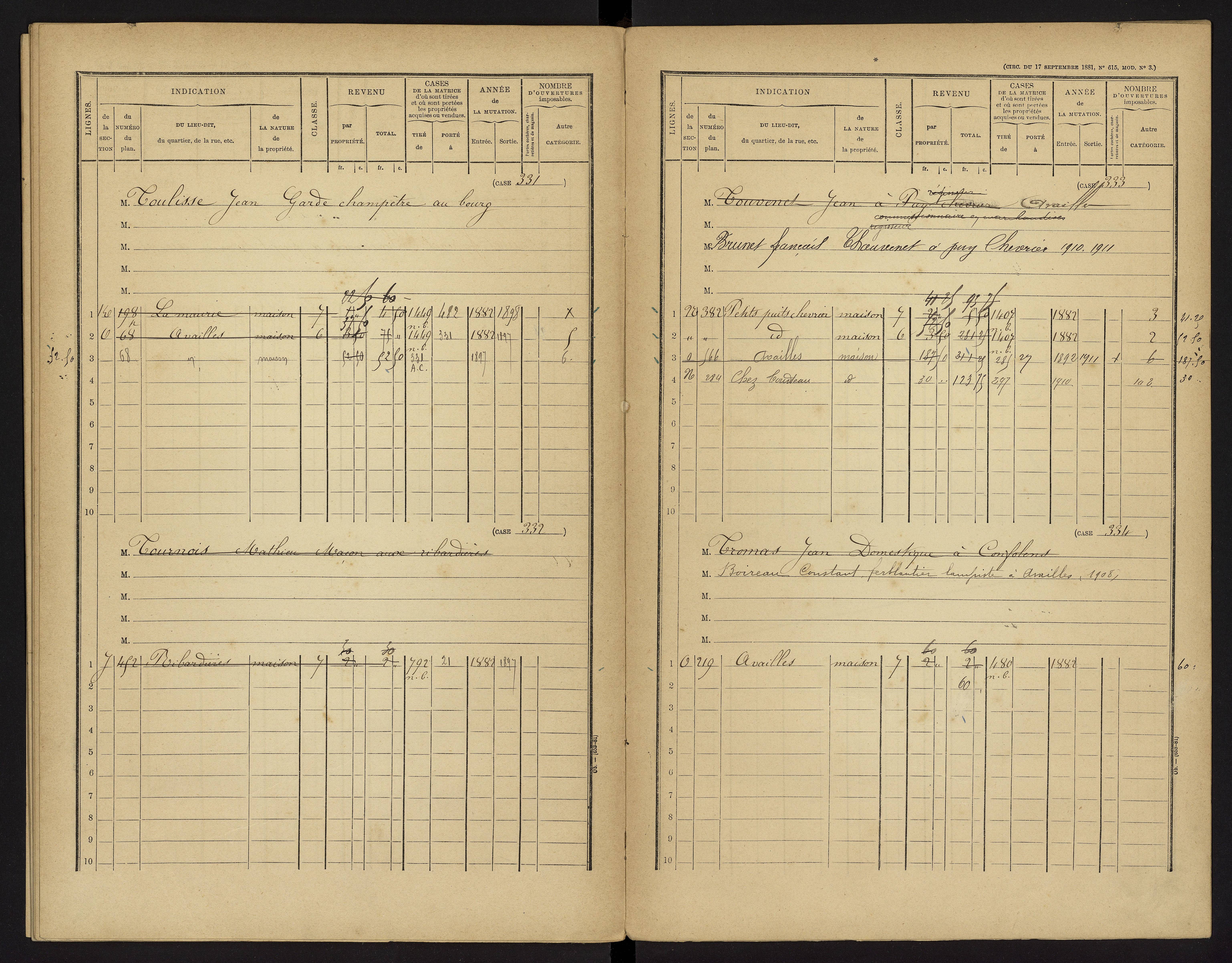Availles-Limouzine - FRAD086_cadastre Cases 1-496 