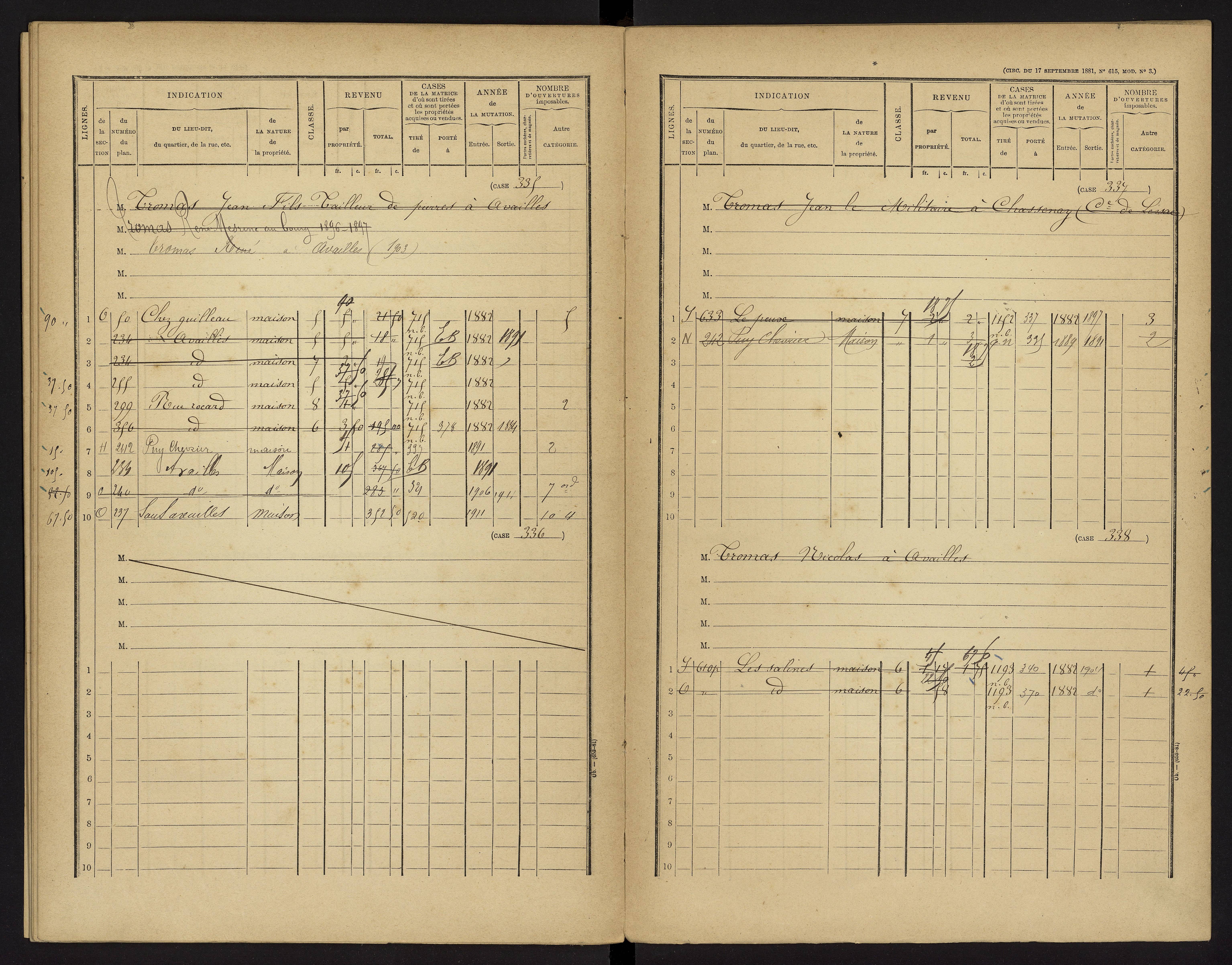 Availles-Limouzine - FRAD086_cadastre Cases 1-496 
