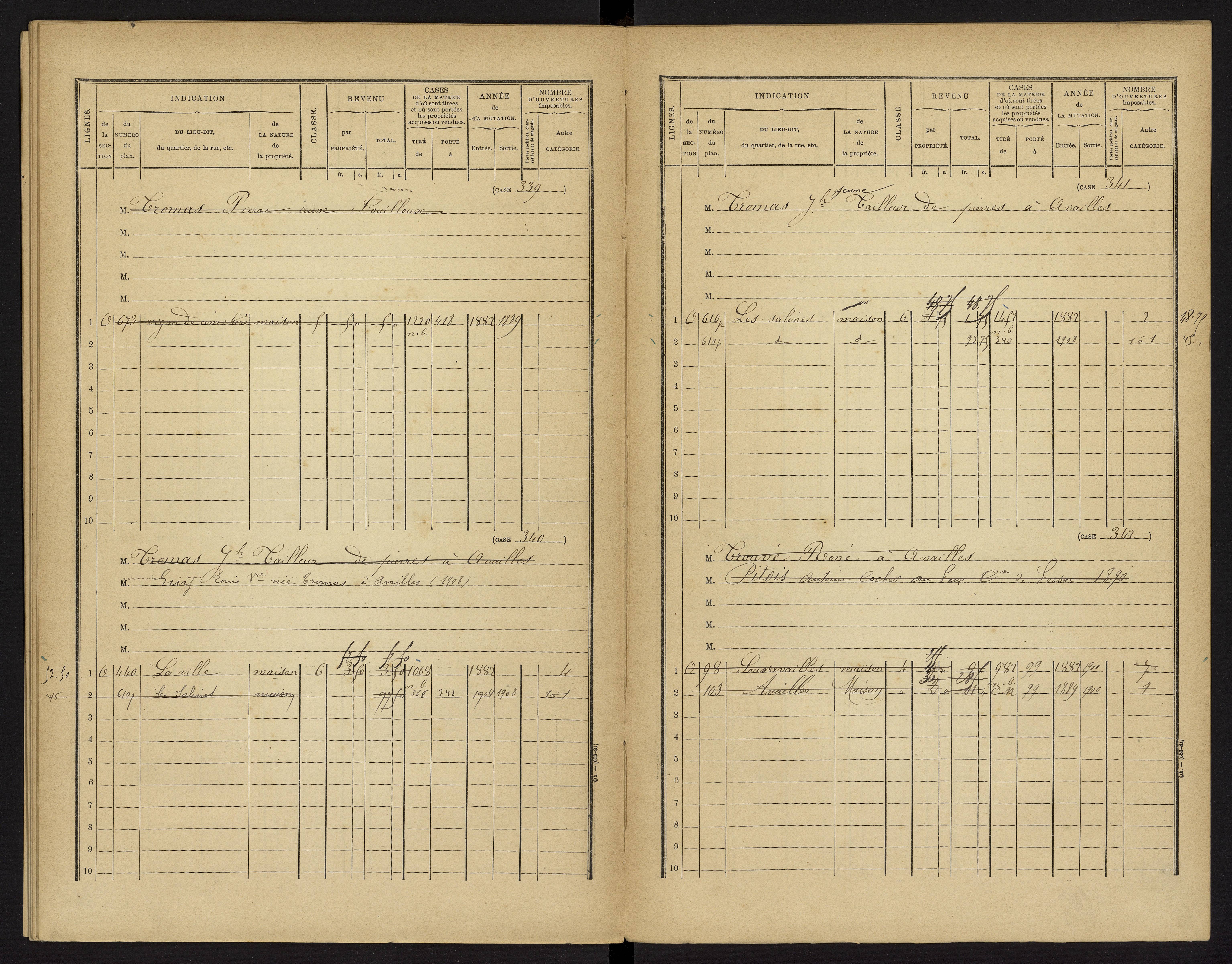 Availles-Limouzine - FRAD086_cadastre Cases 1-496 