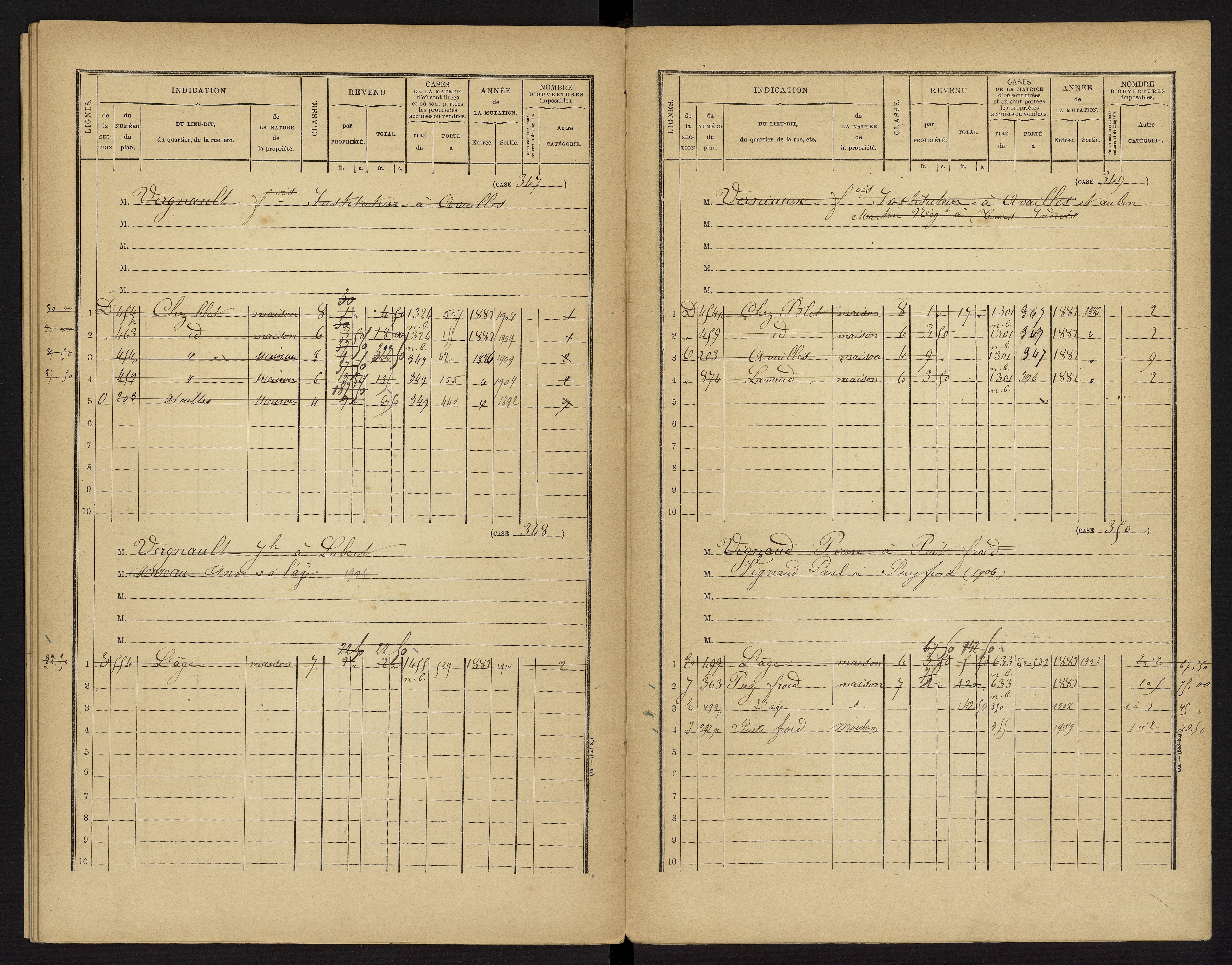 Availles-Limouzine - FRAD086_cadastre Cases 1-496 