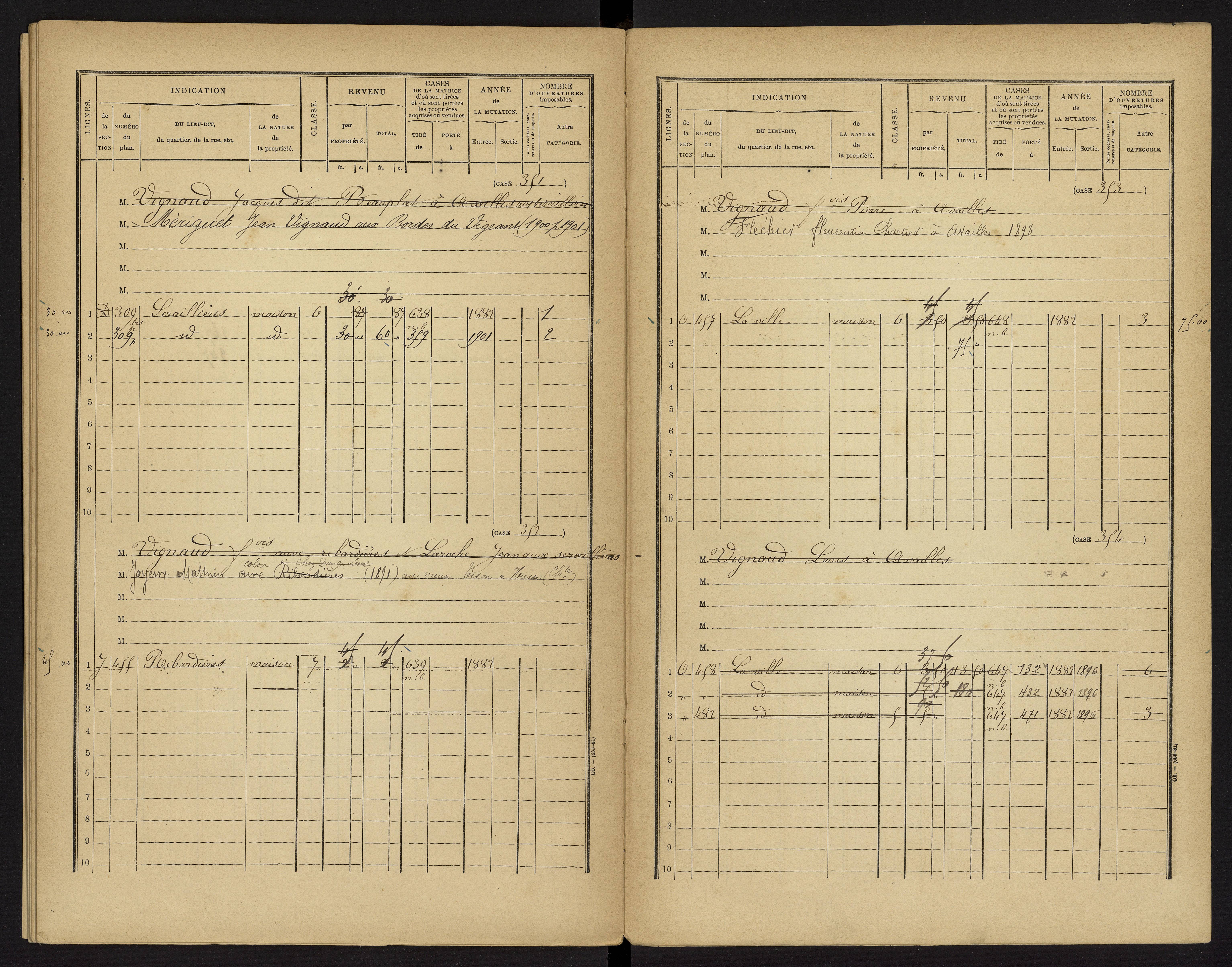 Availles-Limouzine - FRAD086_cadastre Cases 1-496 