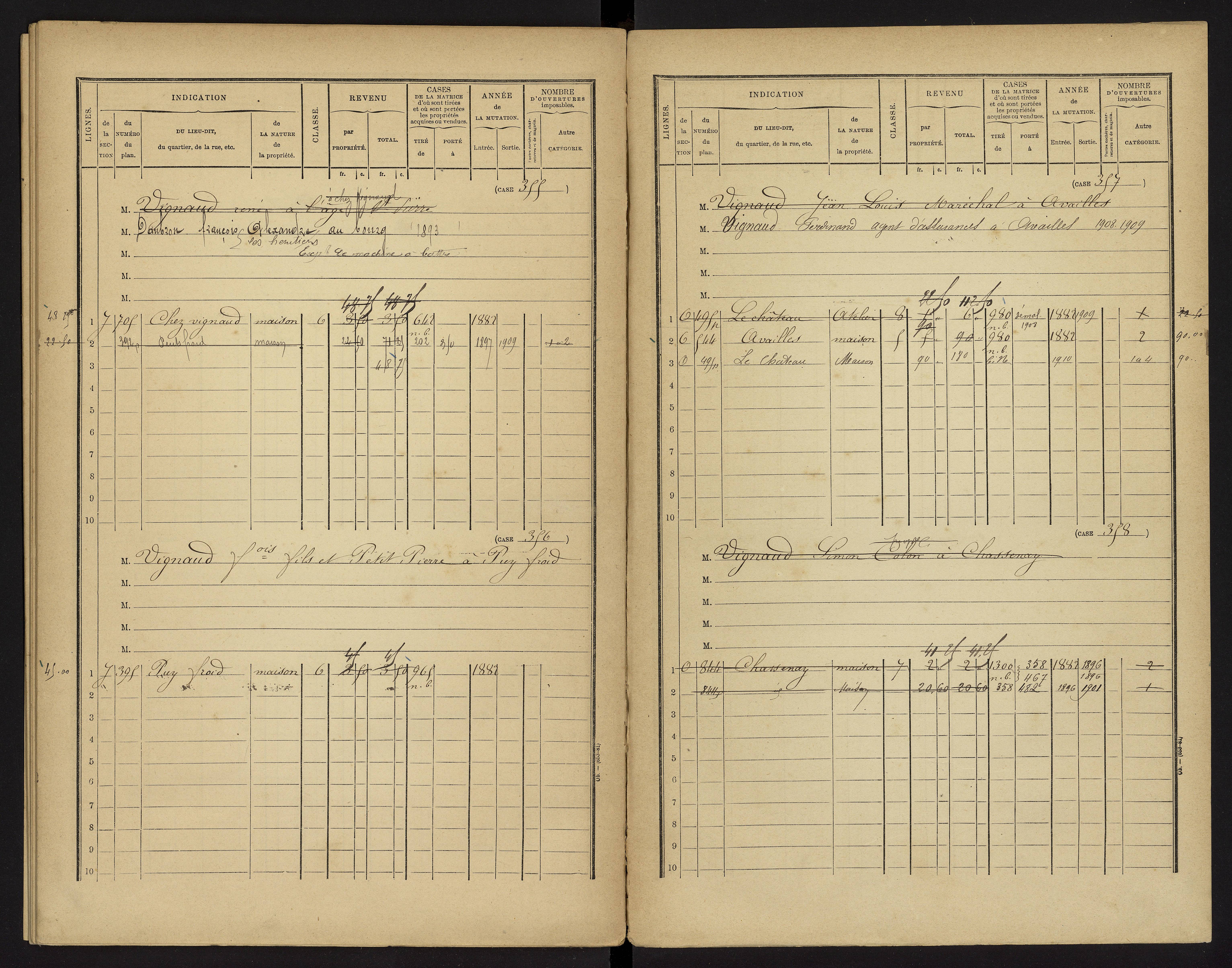 Availles-Limouzine - FRAD086_cadastre Cases 1-496 