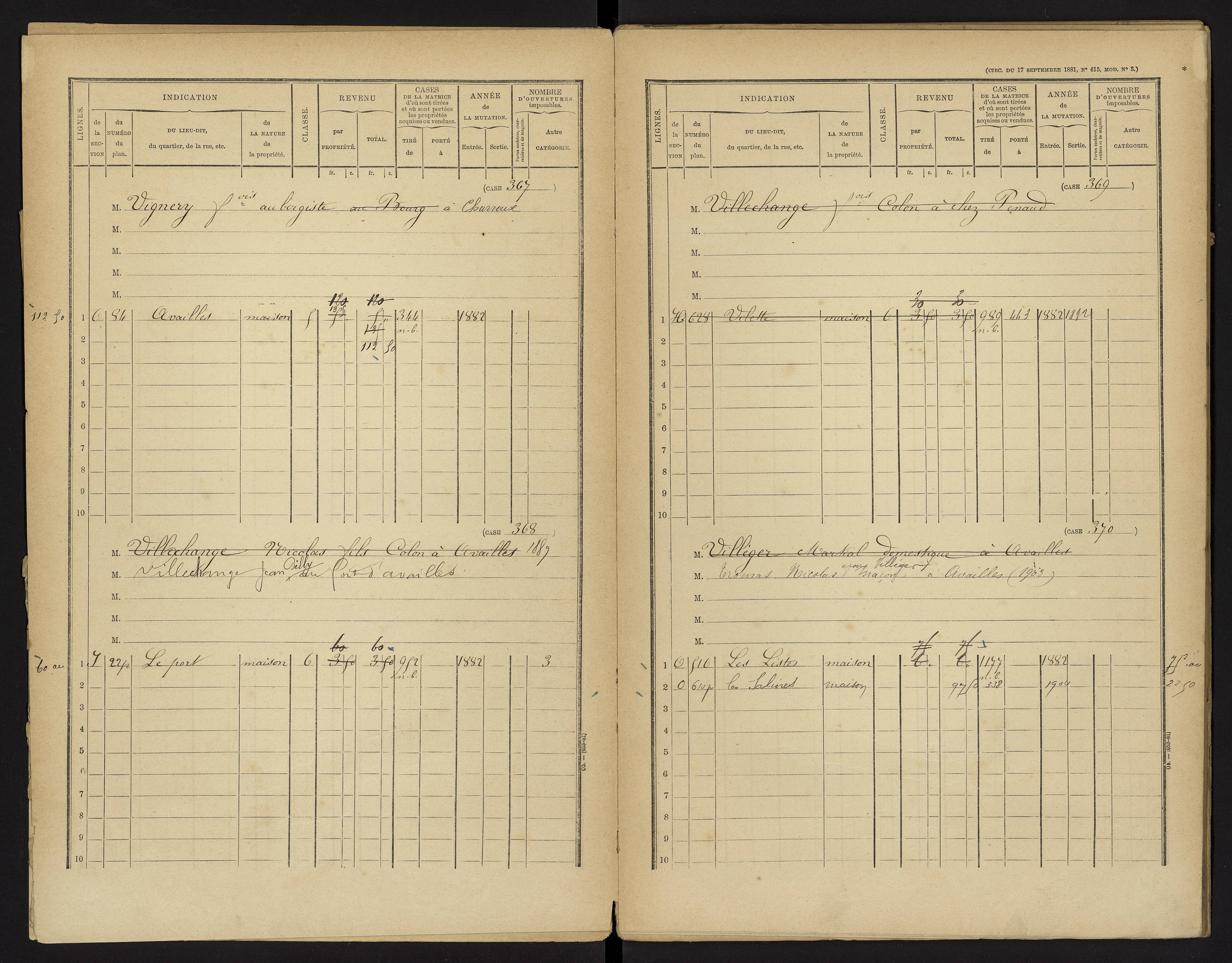 Availles-Limouzine - FRAD086_cadastre Cases 1-496 