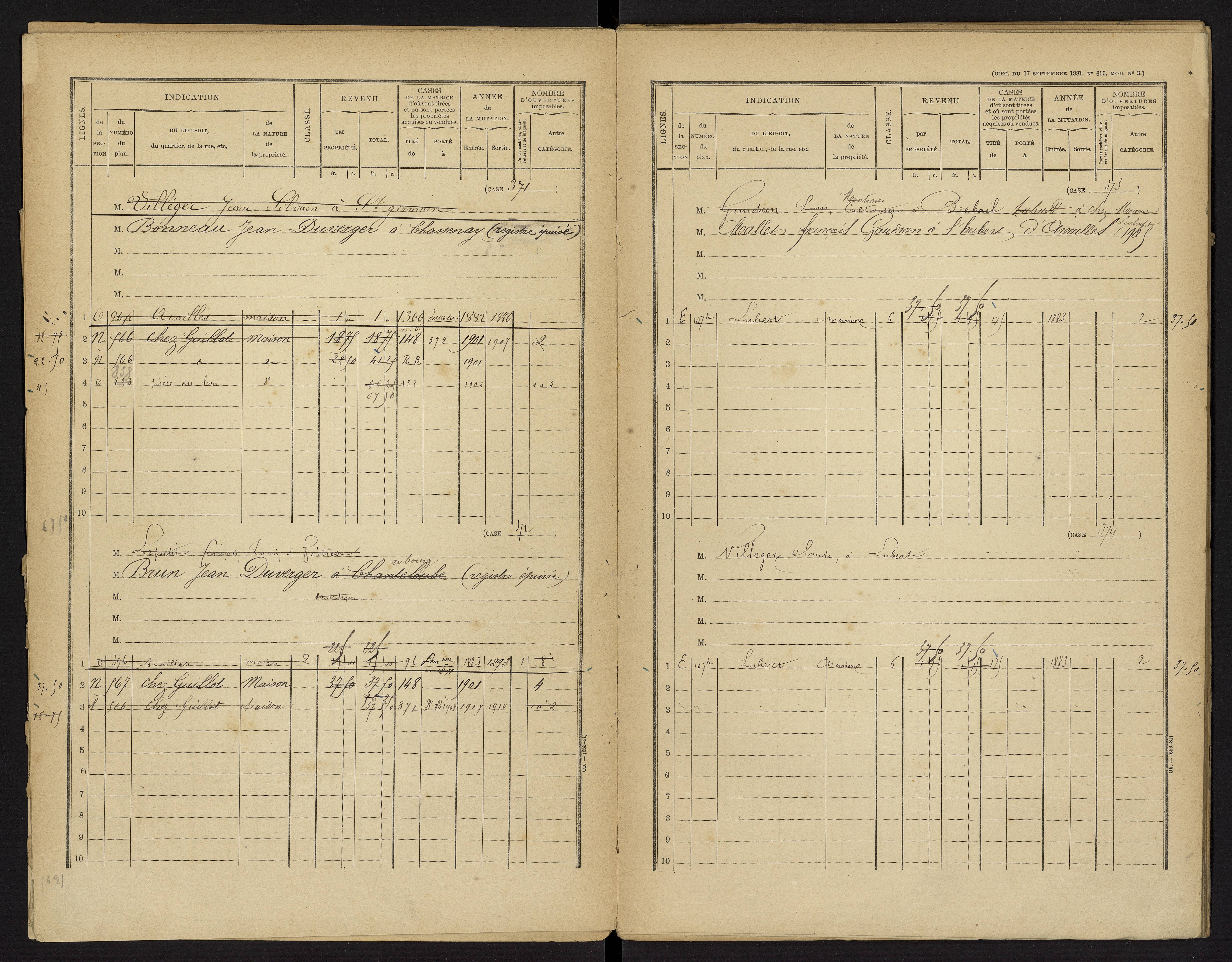 Availles-Limouzine - FRAD086_cadastre Cases 1-496 