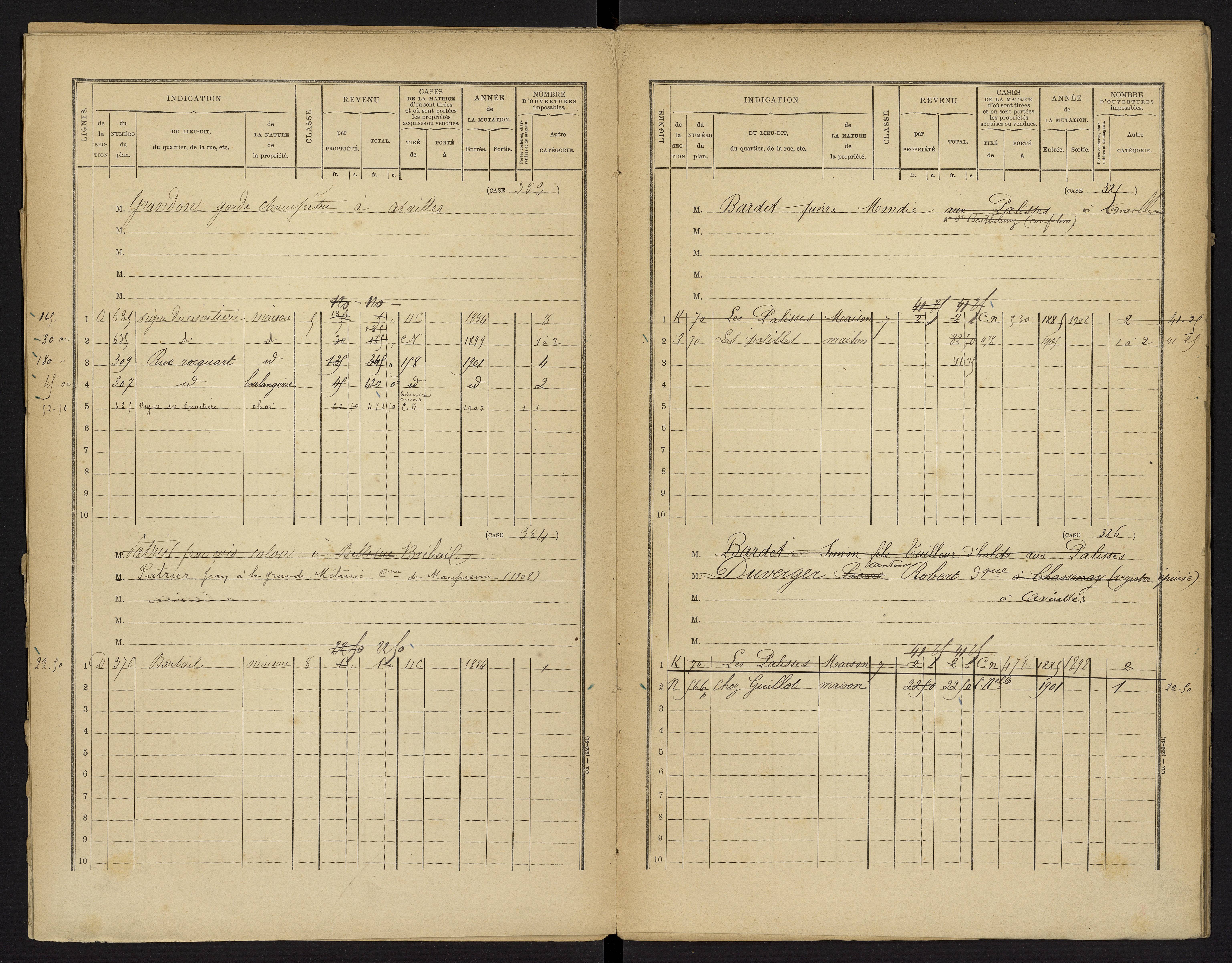 Availles-Limouzine - FRAD086_cadastre Cases 1-496 