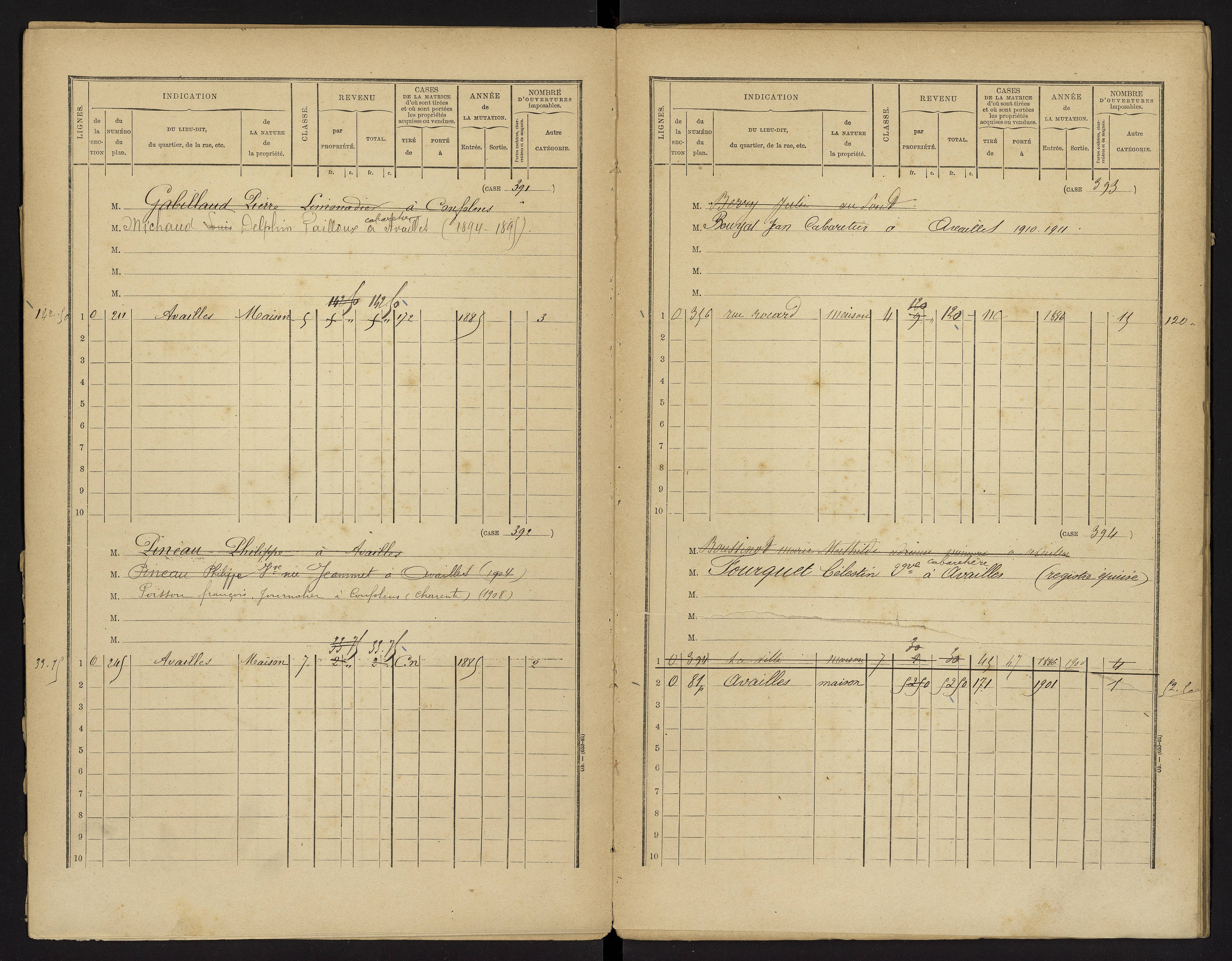 Availles-Limouzine - FRAD086_cadastre Cases 1-496 
