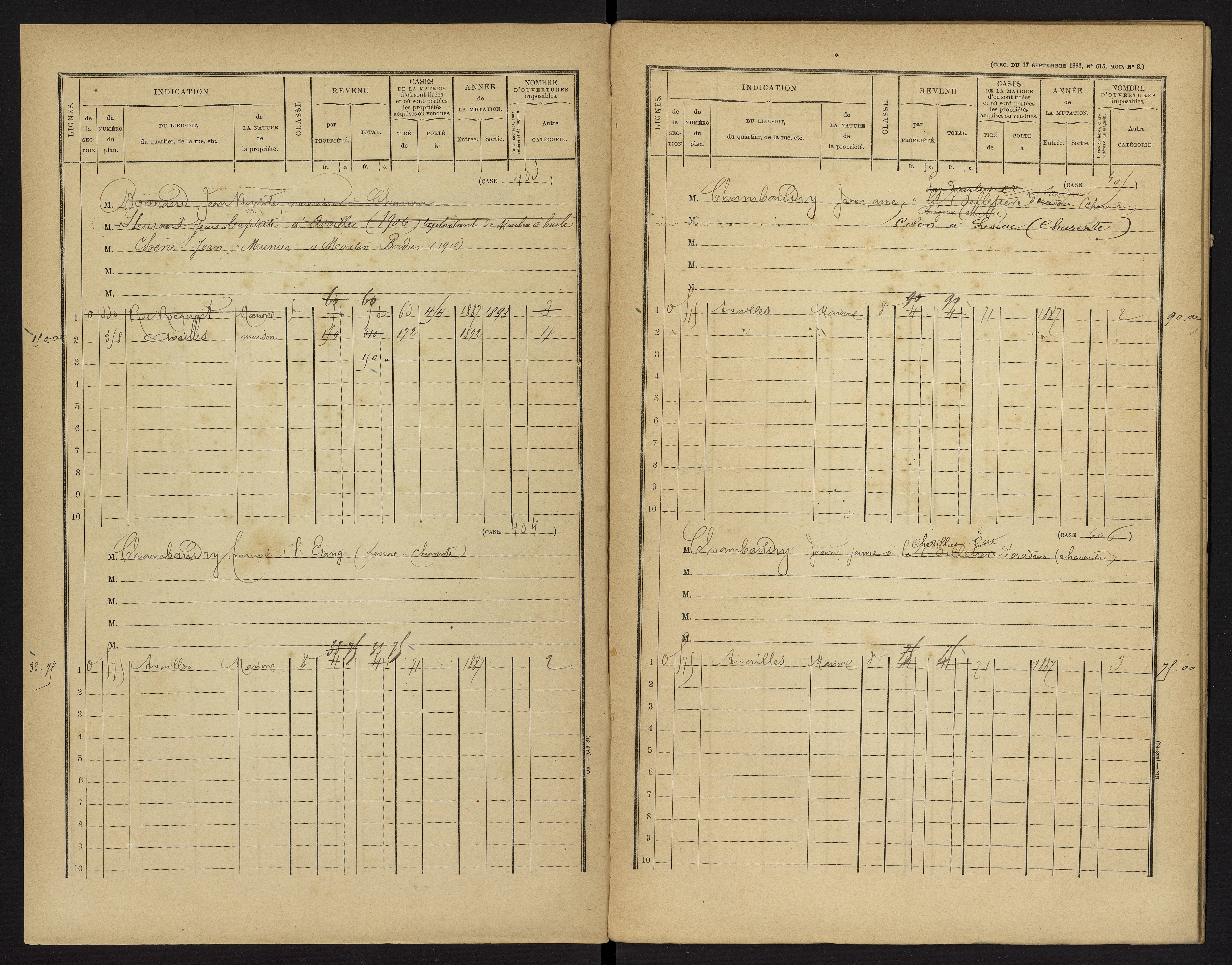 Availles-Limouzine - FRAD086_cadastre Cases 1-496 