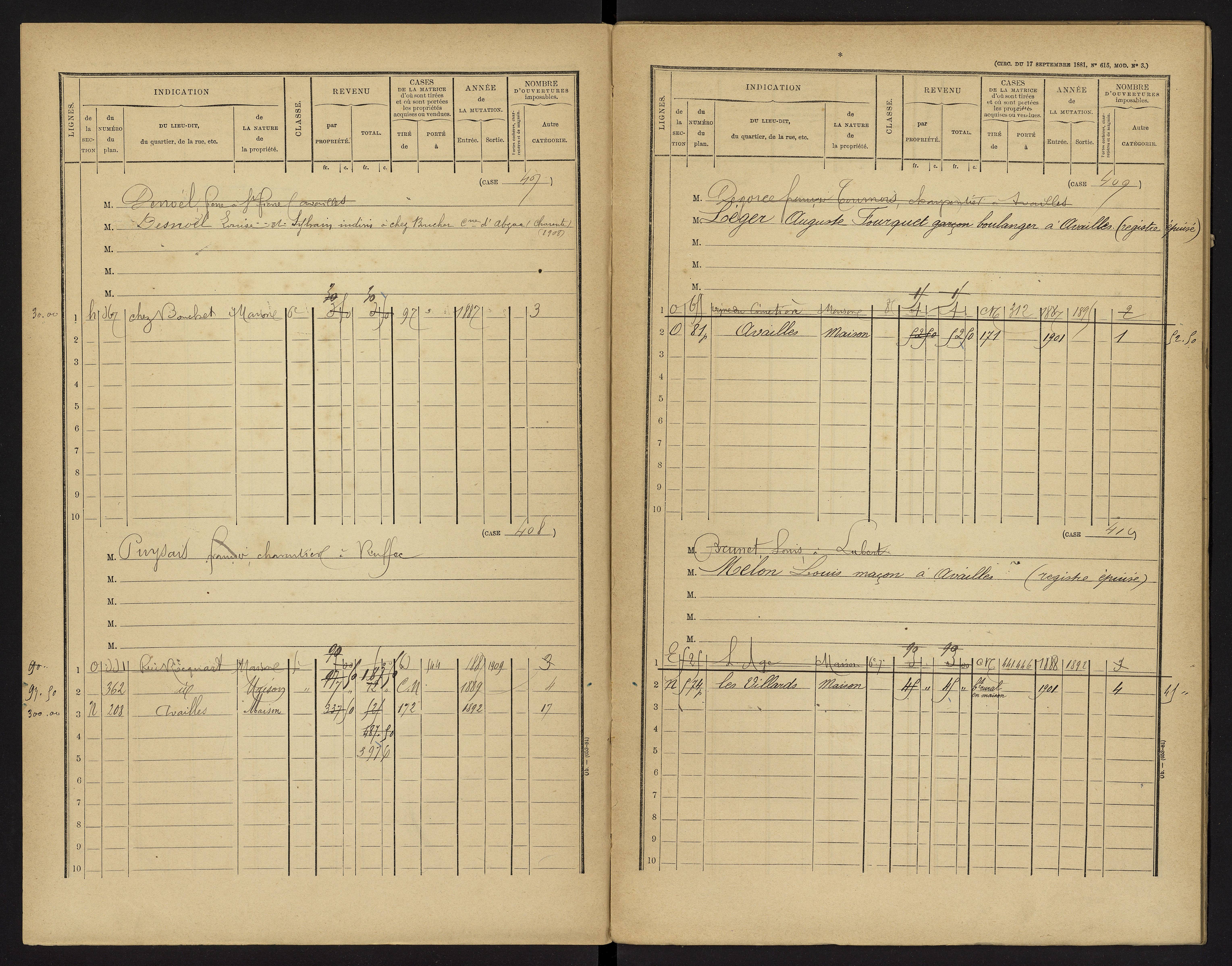 Availles-Limouzine - FRAD086_cadastre Cases 1-496 