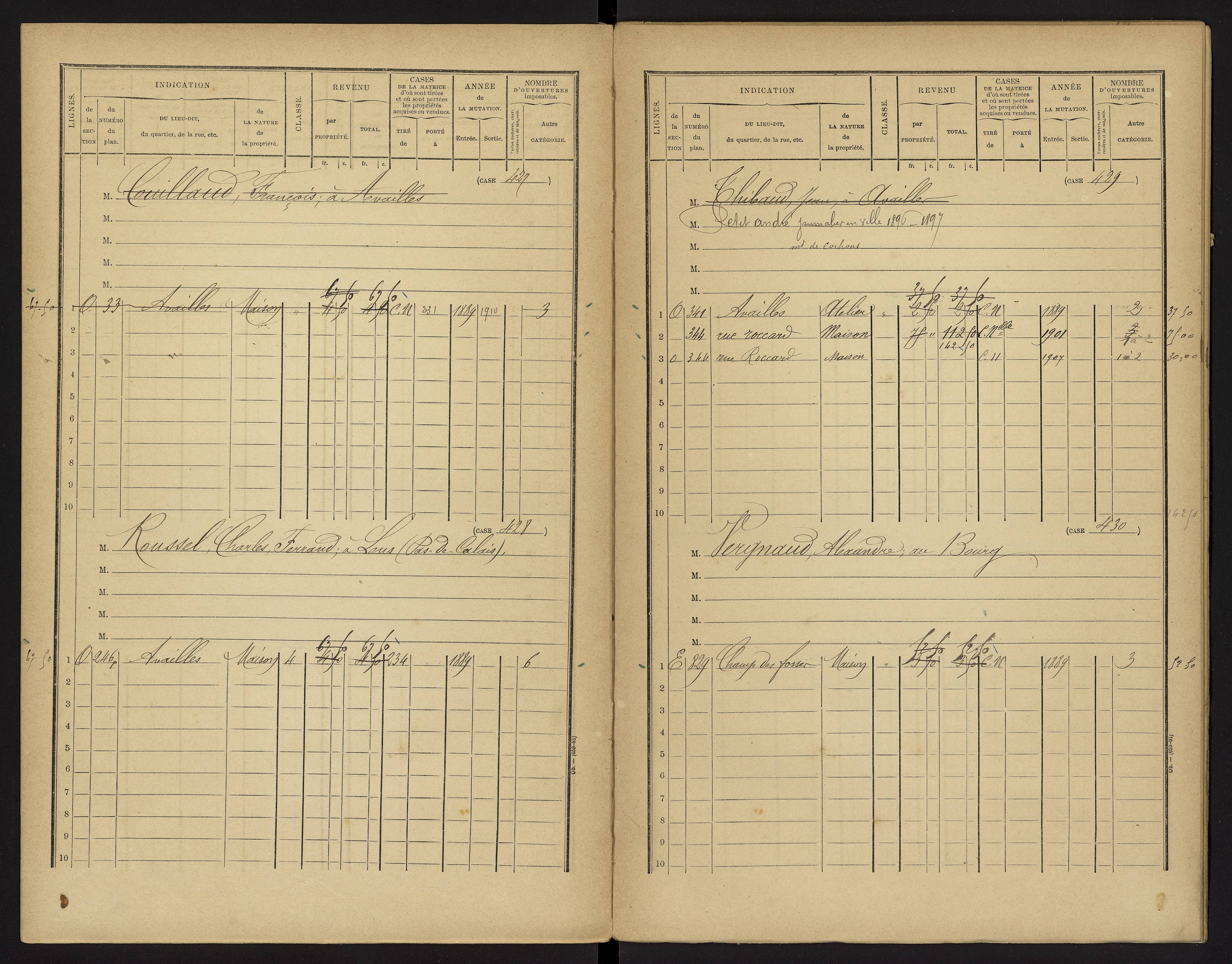 Availles-Limouzine - FRAD086_cadastre Cases 1-496 