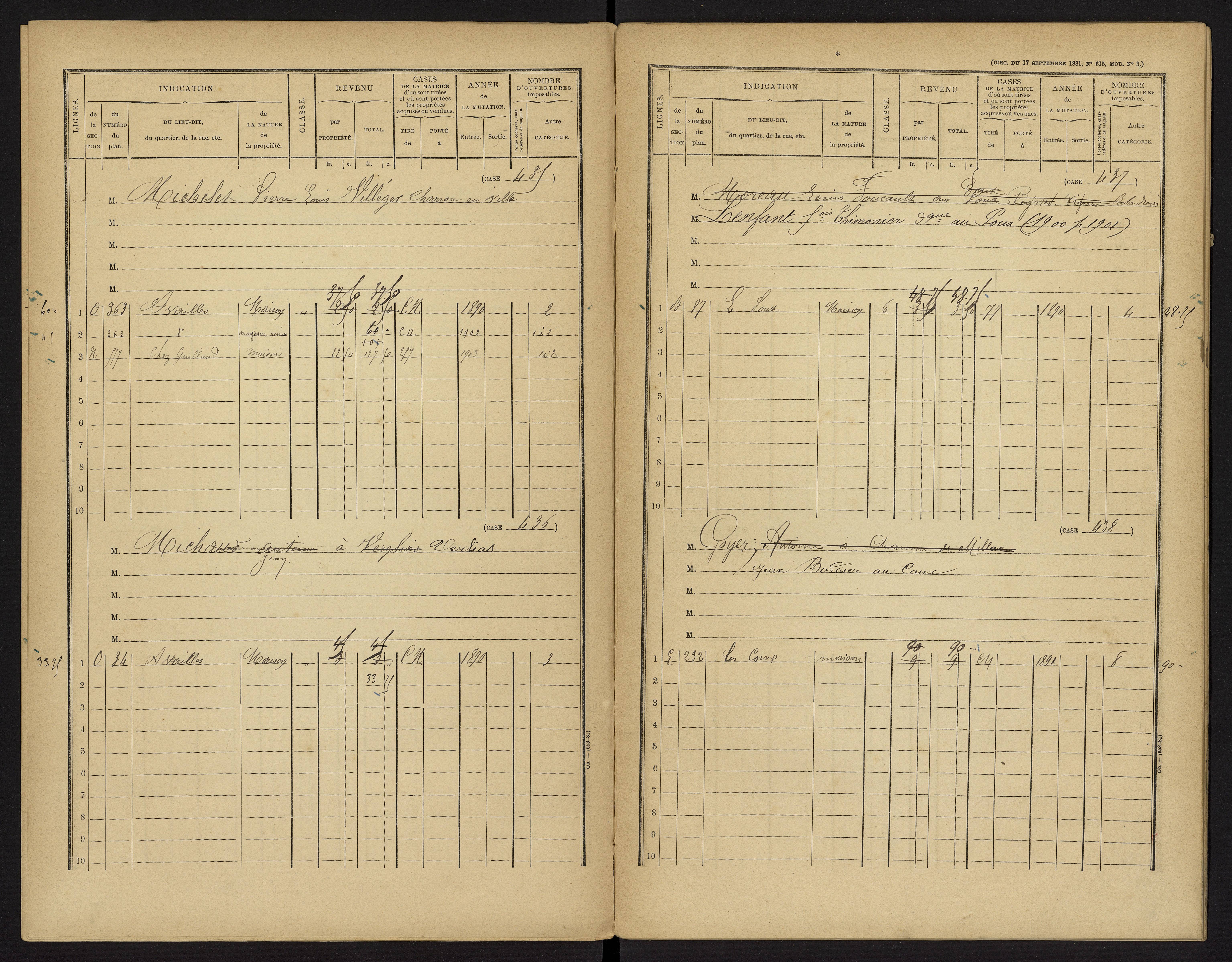 Availles-Limouzine - FRAD086_cadastre Cases 1-496 