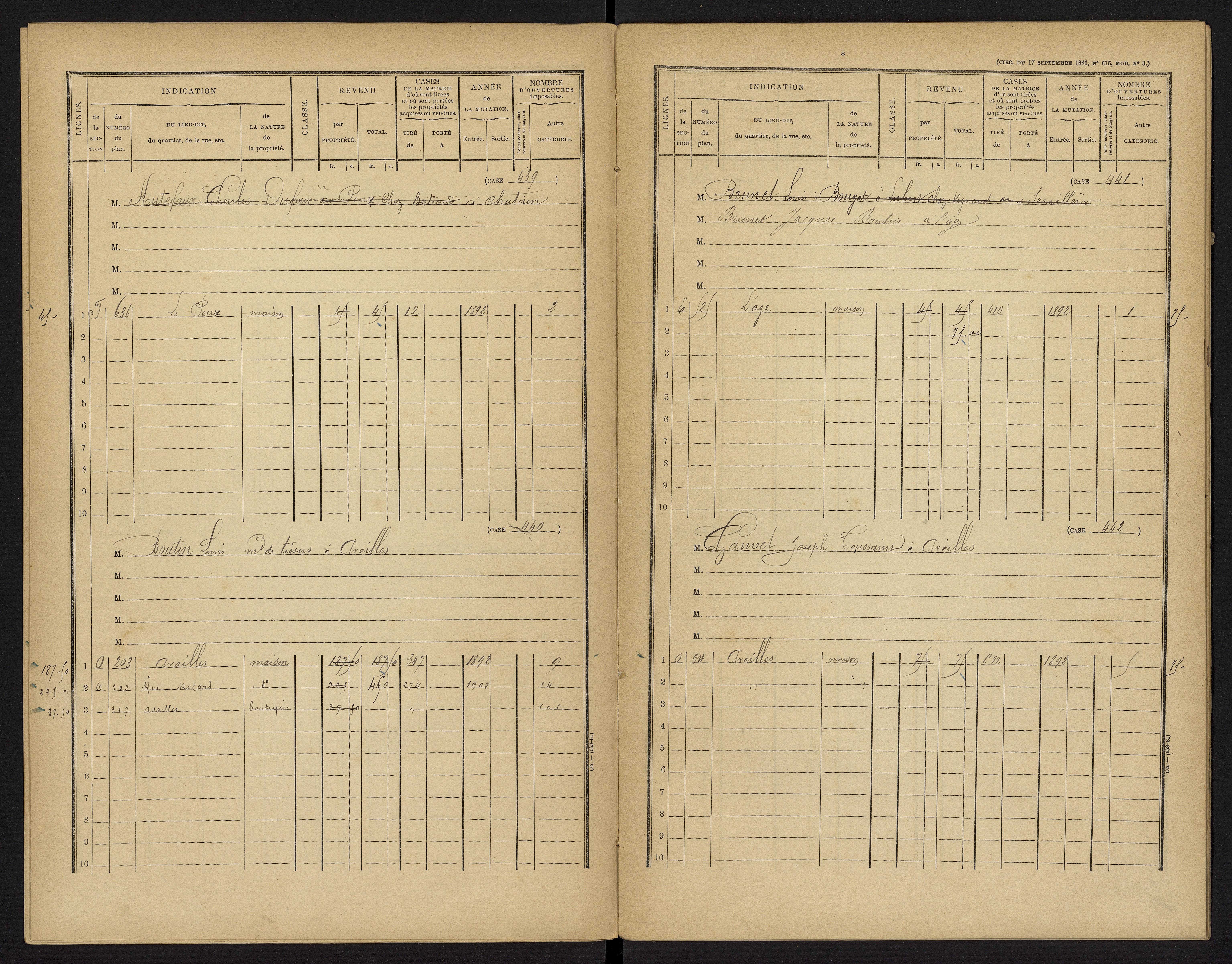 Availles-Limouzine - FRAD086_cadastre Cases 1-496 