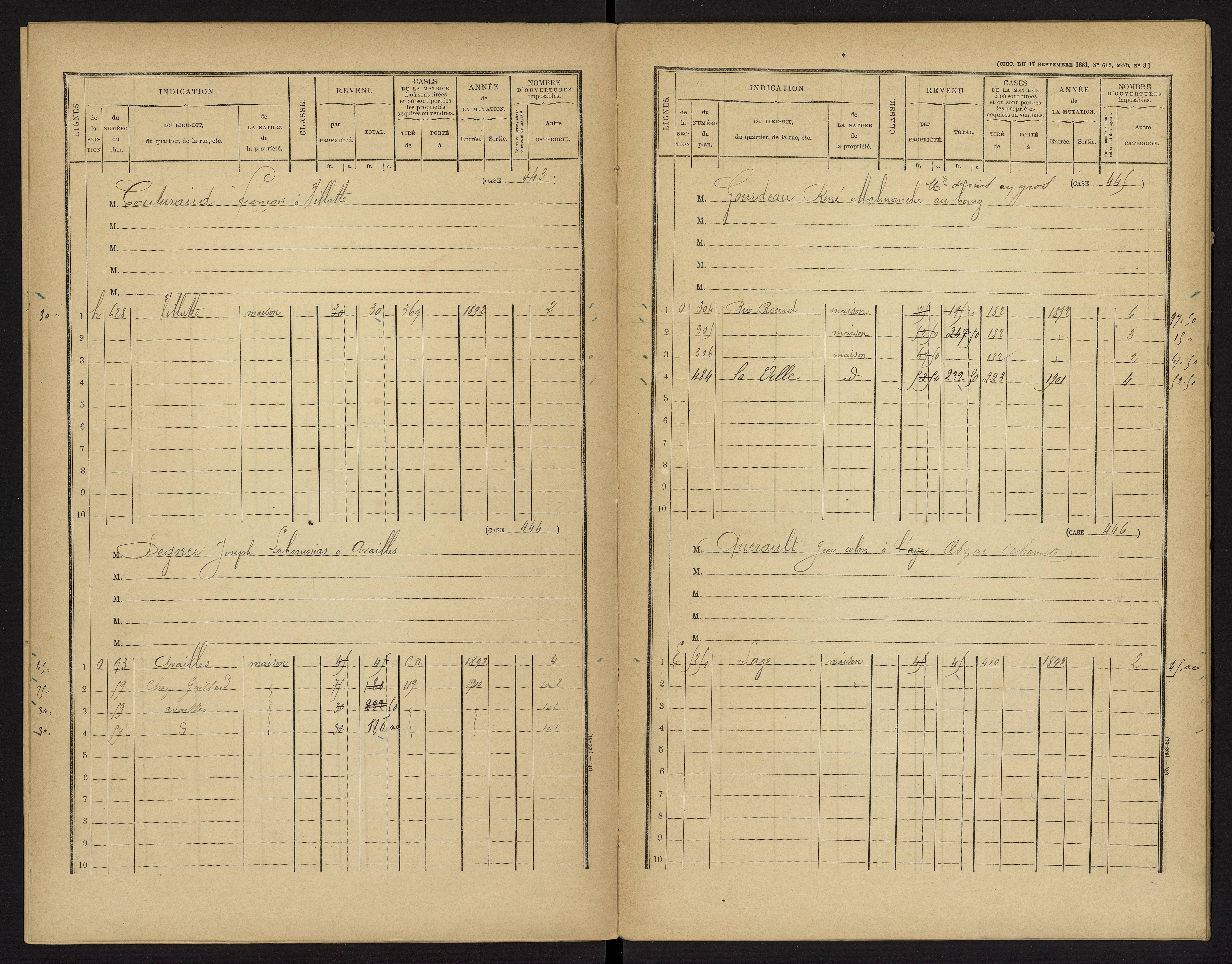 Availles-Limouzine - FRAD086_cadastre Cases 1-496 