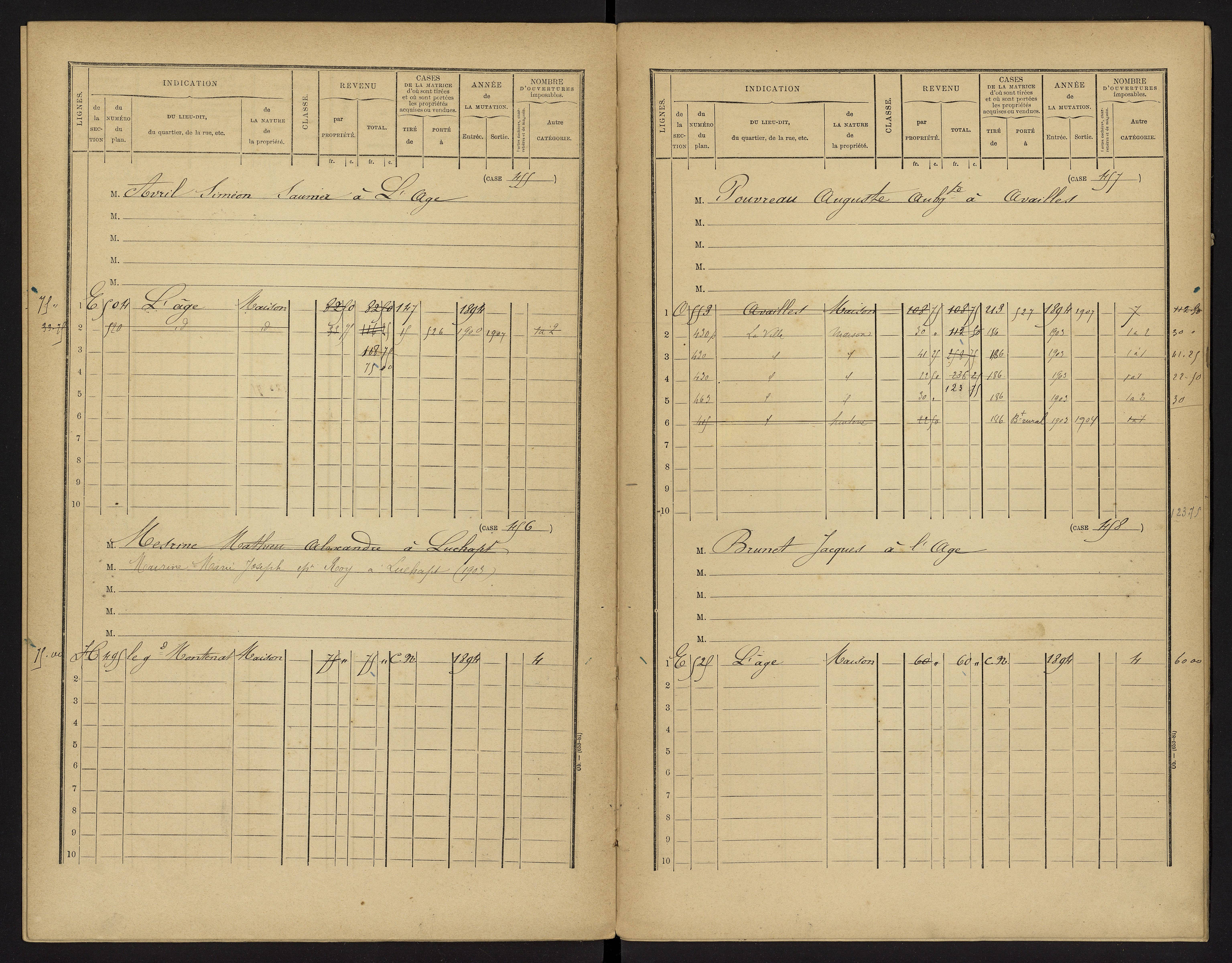 Availles-Limouzine - FRAD086_cadastre Cases 1-496 