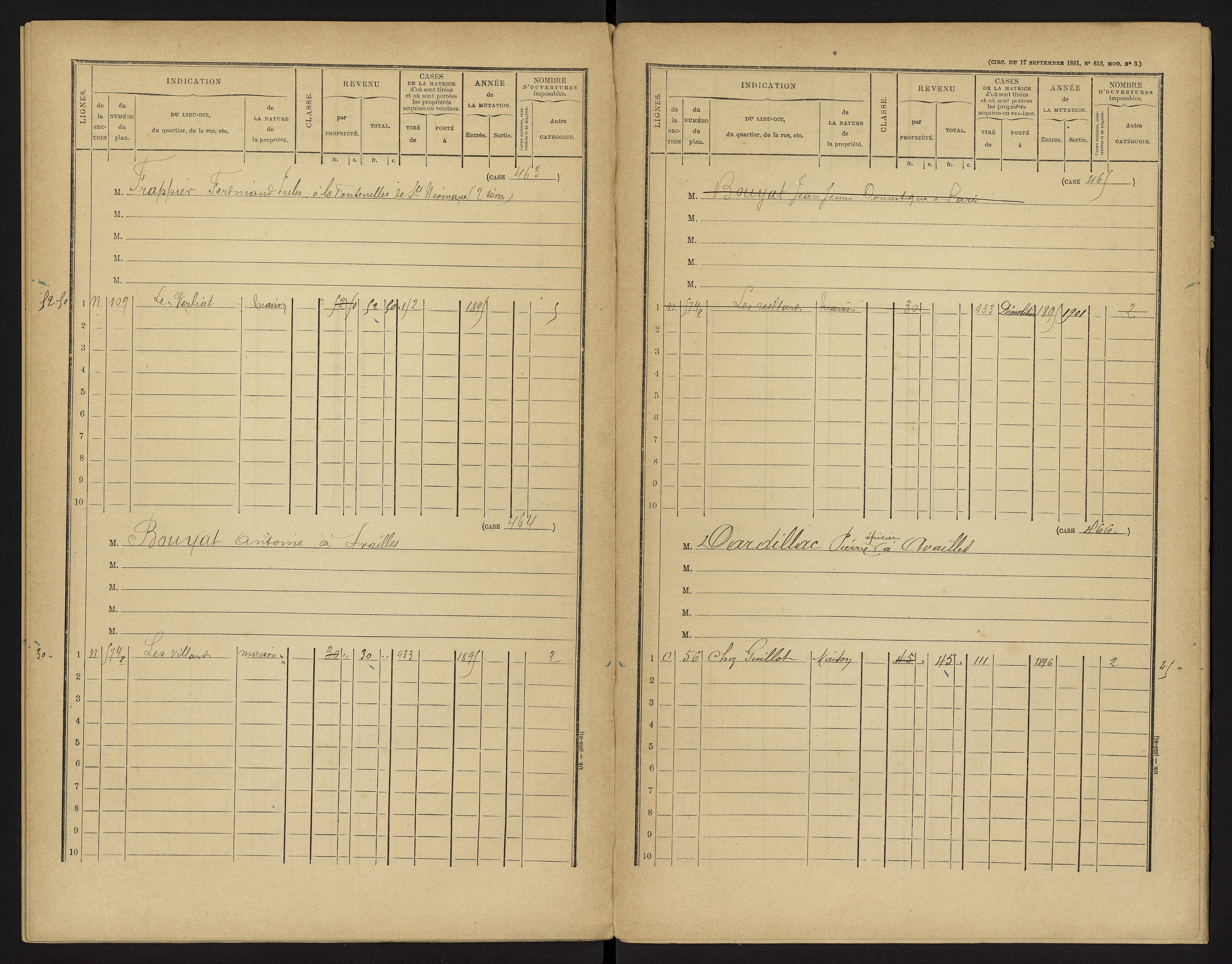 Availles-Limouzine - FRAD086_cadastre Cases 1-496 