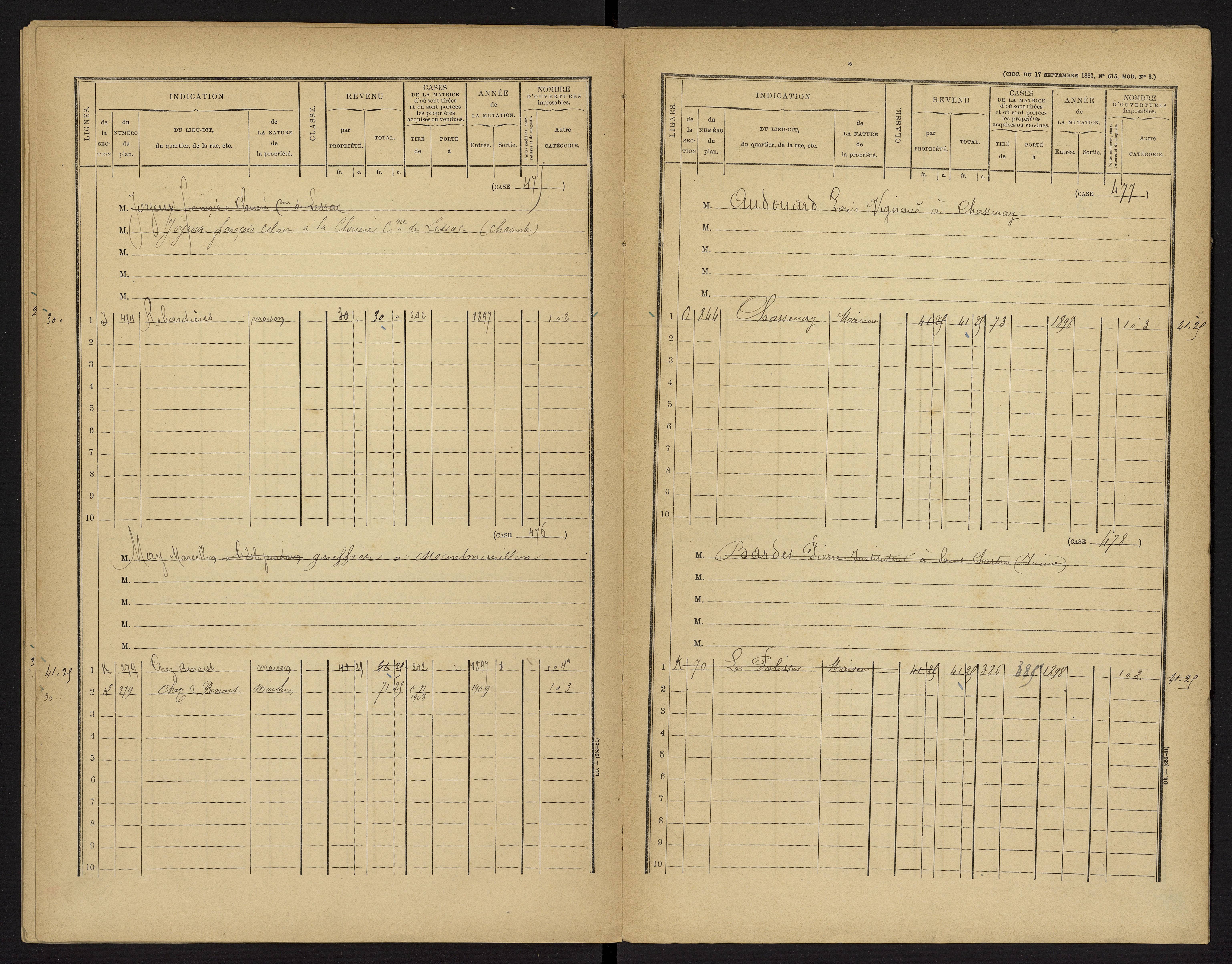 Availles-Limouzine - FRAD086_cadastre Cases 1-496 