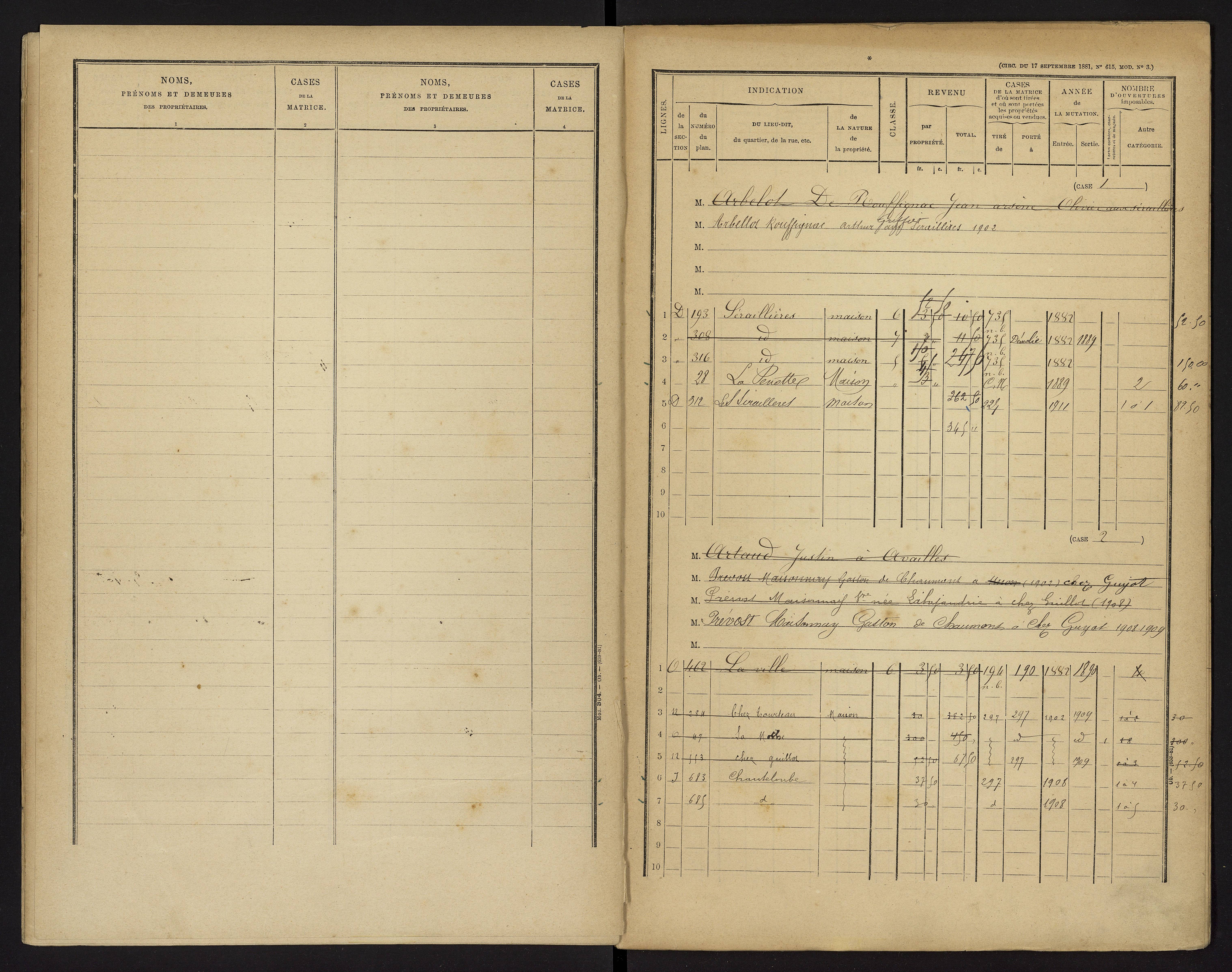 Availles-Limouzine - FRAD086_cadastre Cases 1-496 