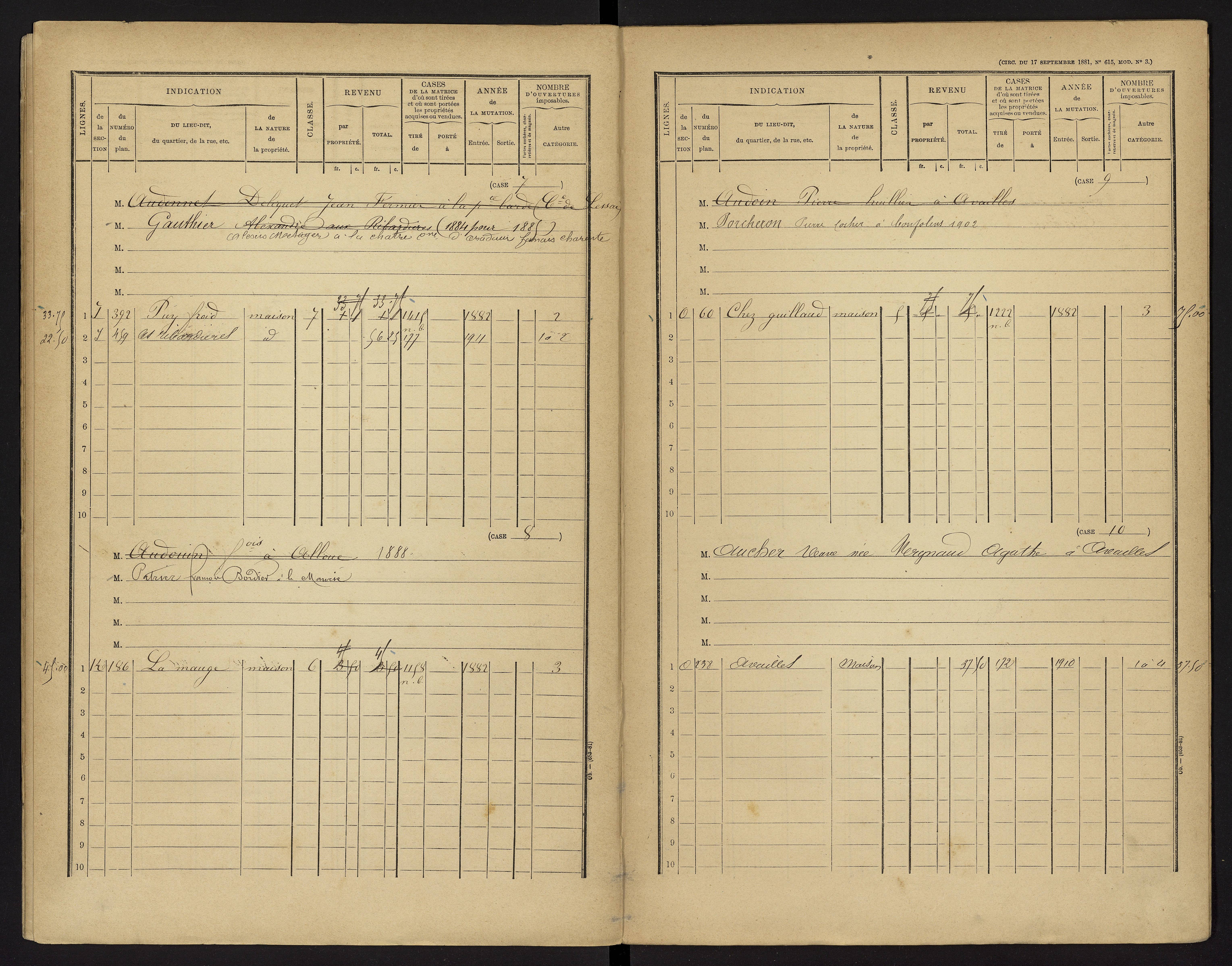 Availles-Limouzine - FRAD086_cadastre Cases 1-496 