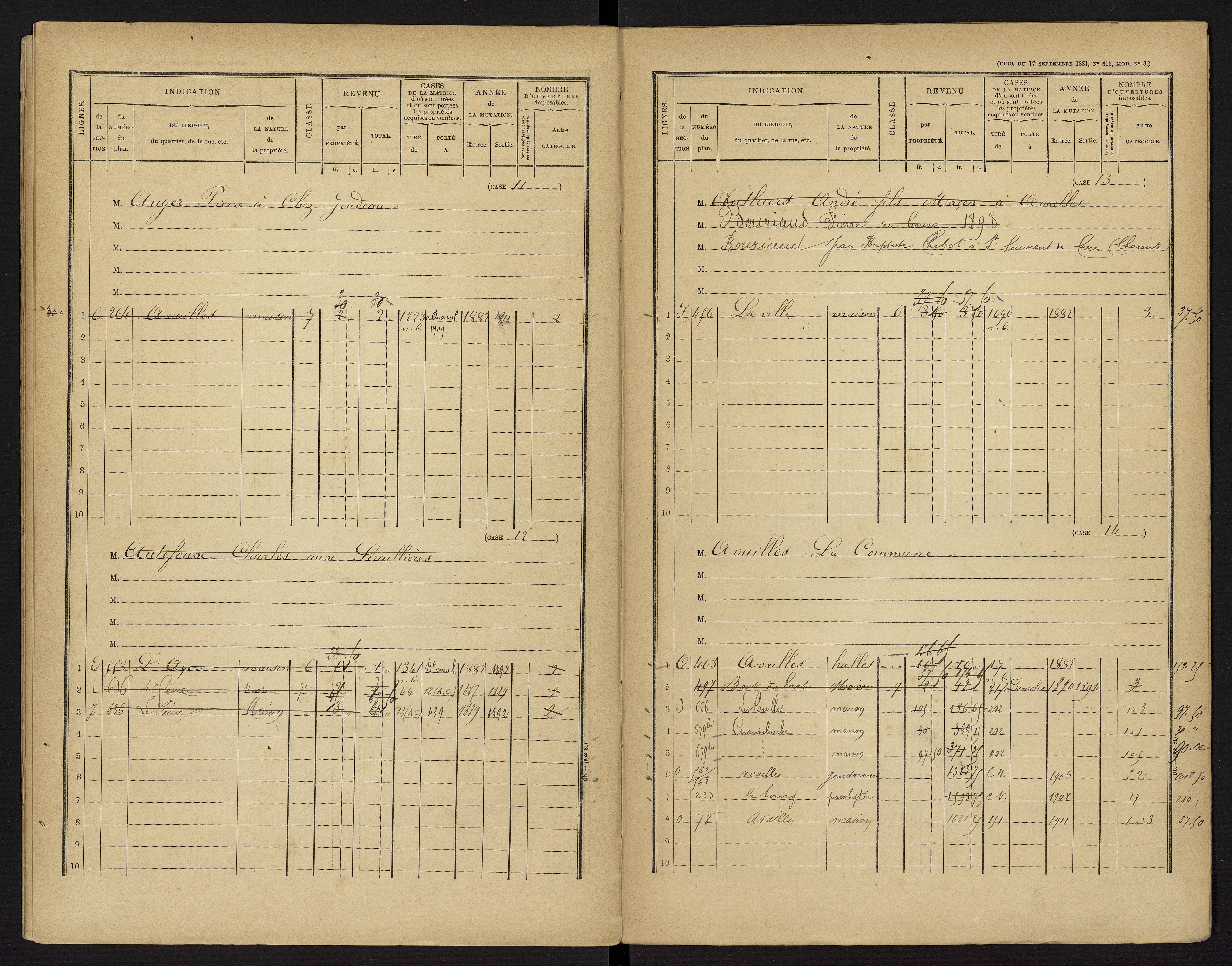 Availles-Limouzine - FRAD086_cadastre Cases 1-496 