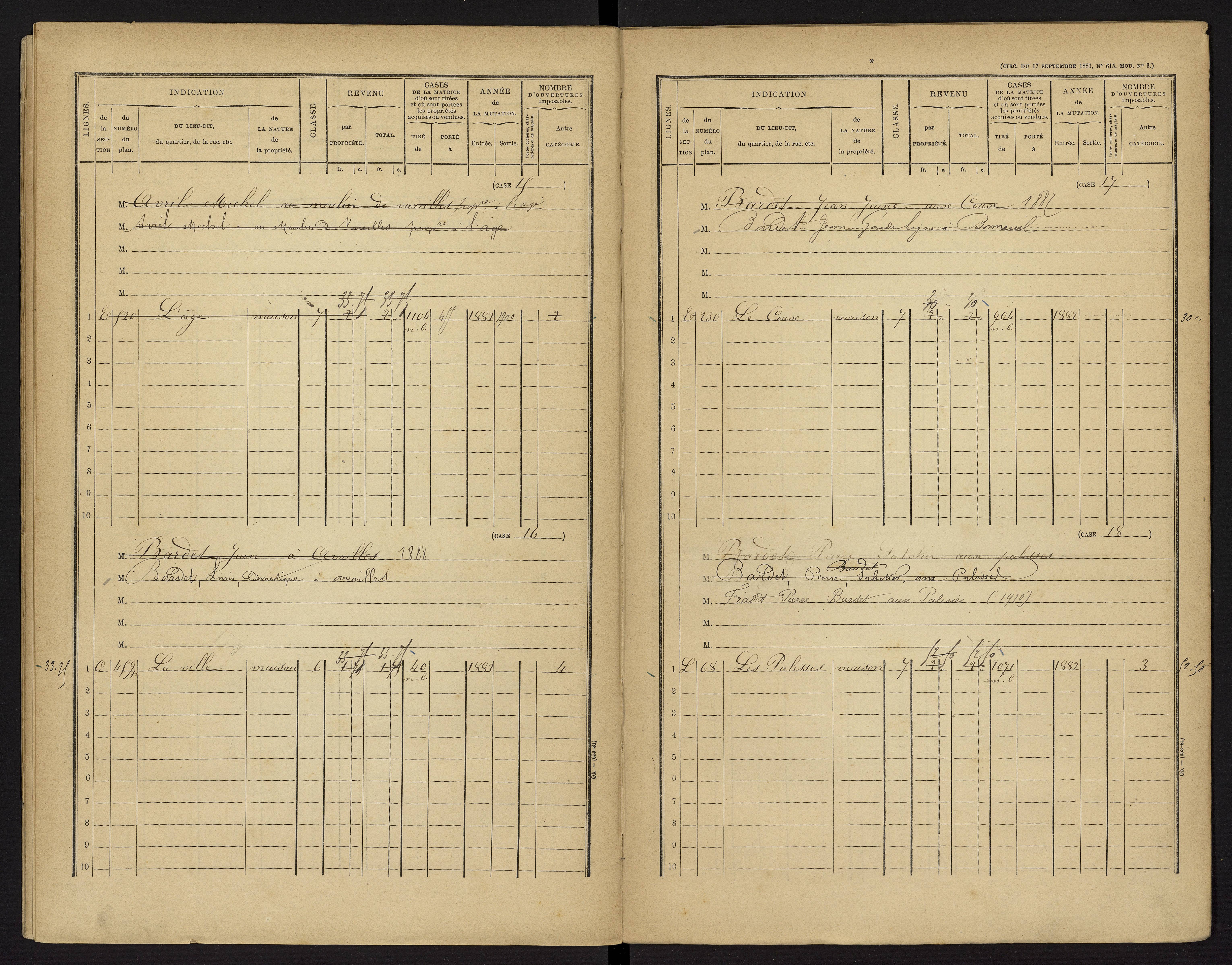 Availles-Limouzine - FRAD086_cadastre Cases 1-496 