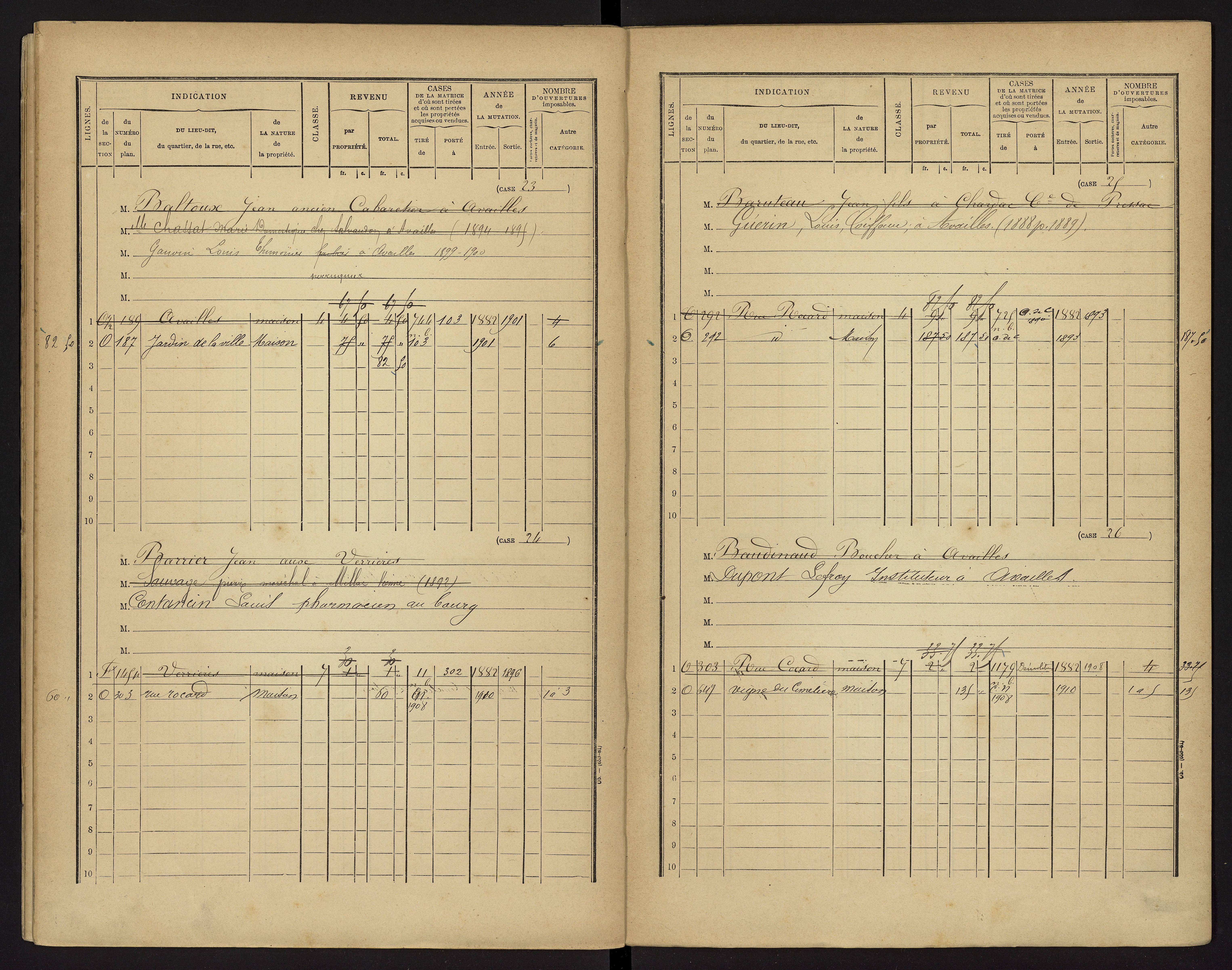 Availles-Limouzine - FRAD086_cadastre Cases 1-496 