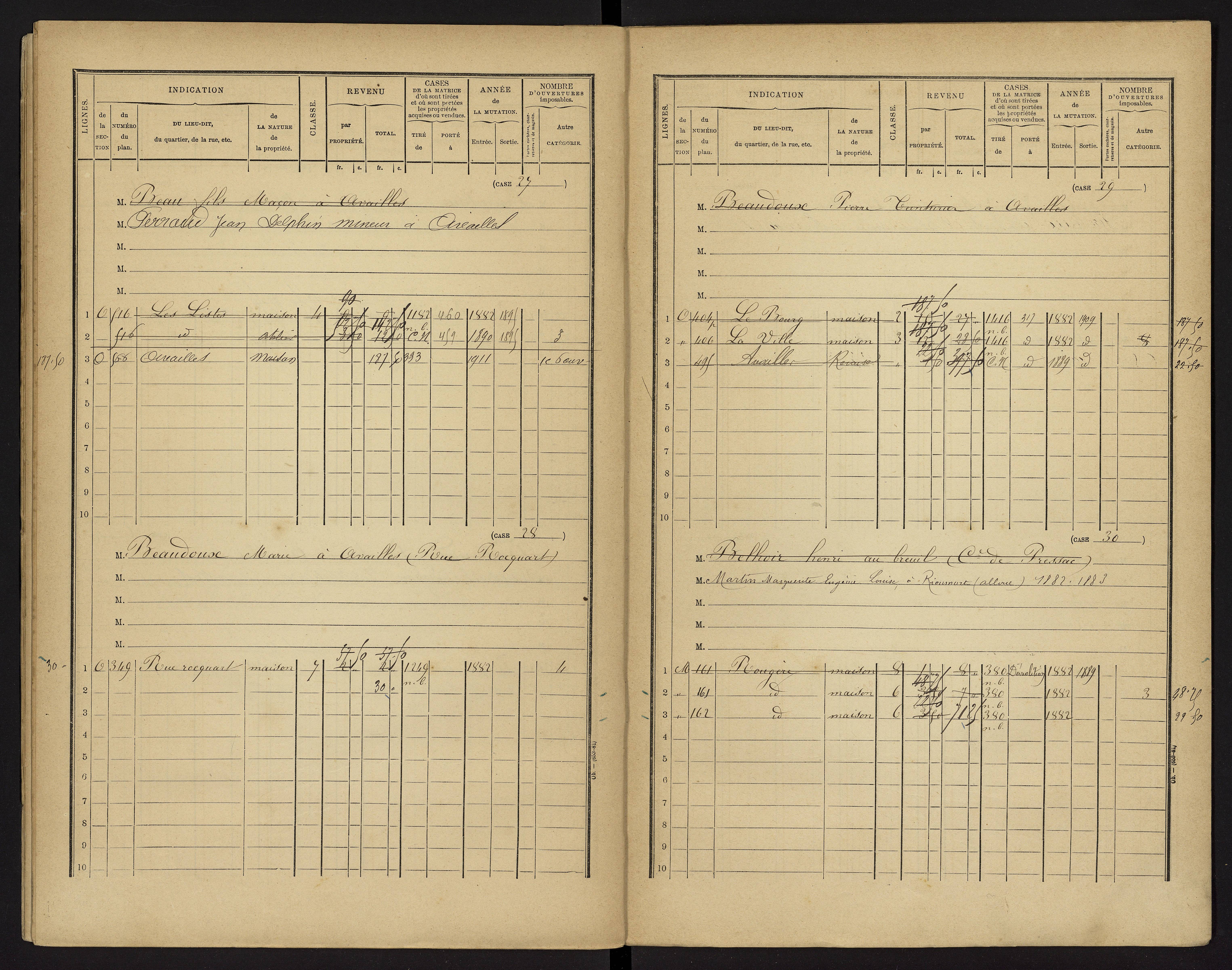 Availles-Limouzine - FRAD086_cadastre Cases 1-496 