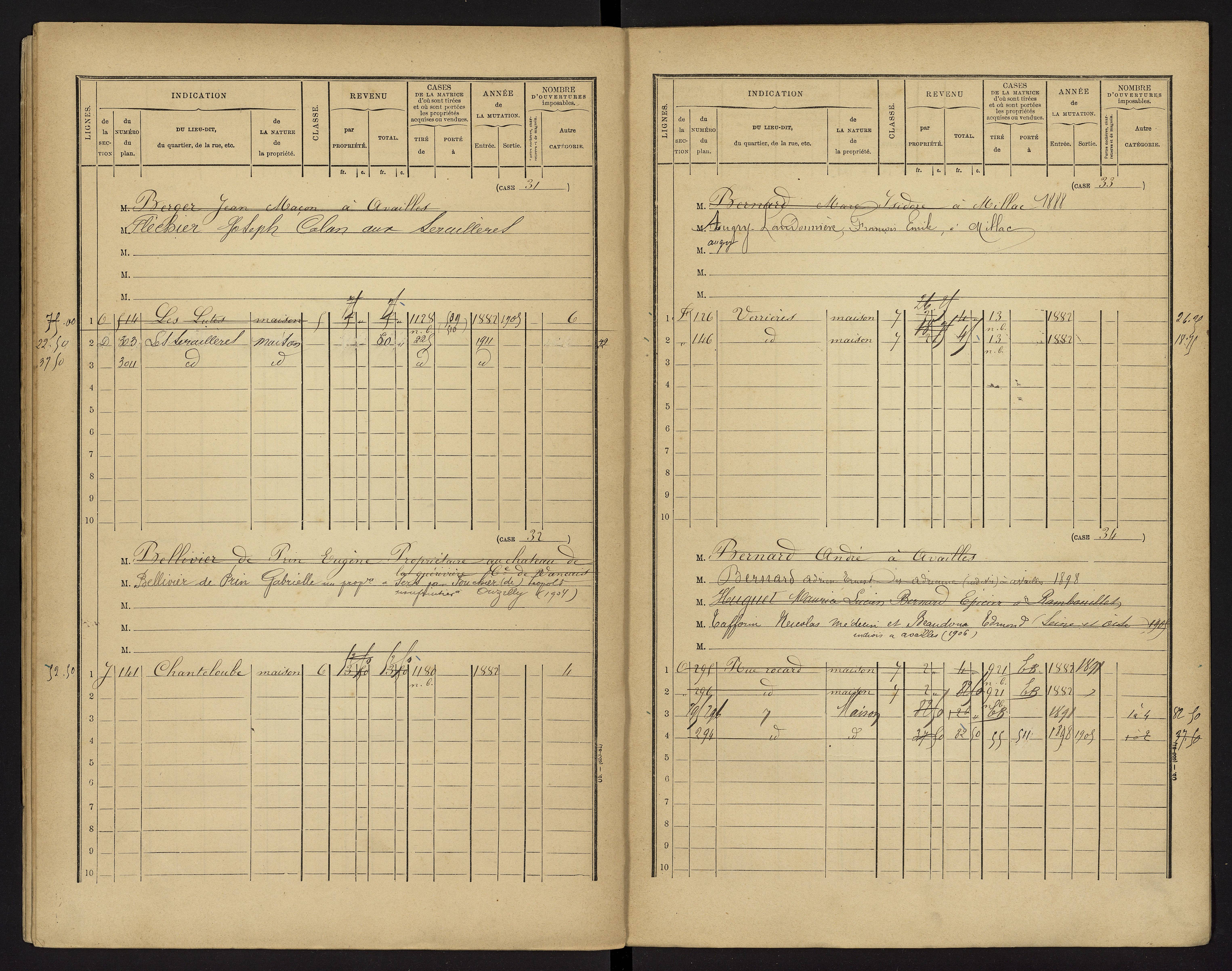 Availles-Limouzine - FRAD086_cadastre Cases 1-496 