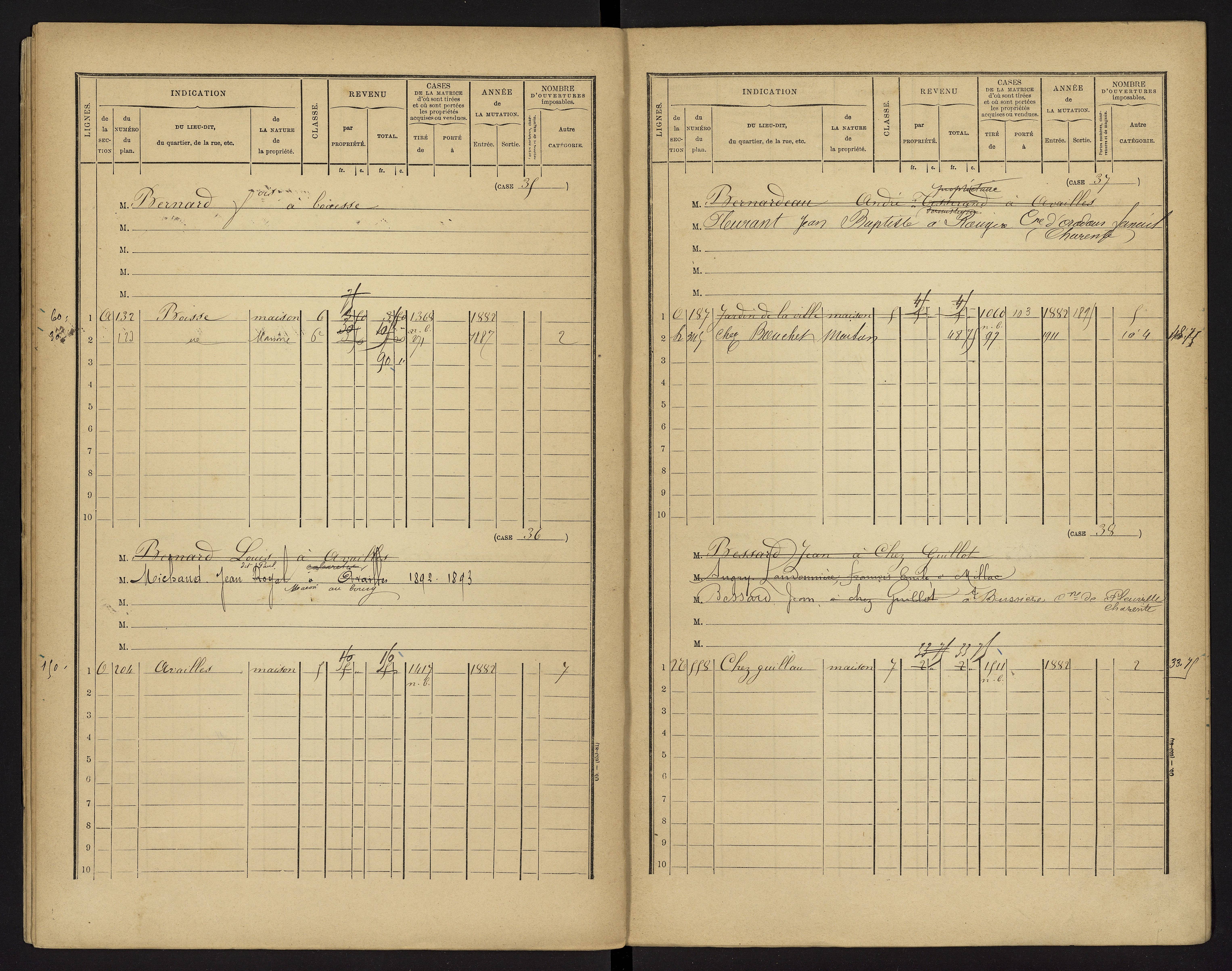 Availles-Limouzine - FRAD086_cadastre Cases 1-496 