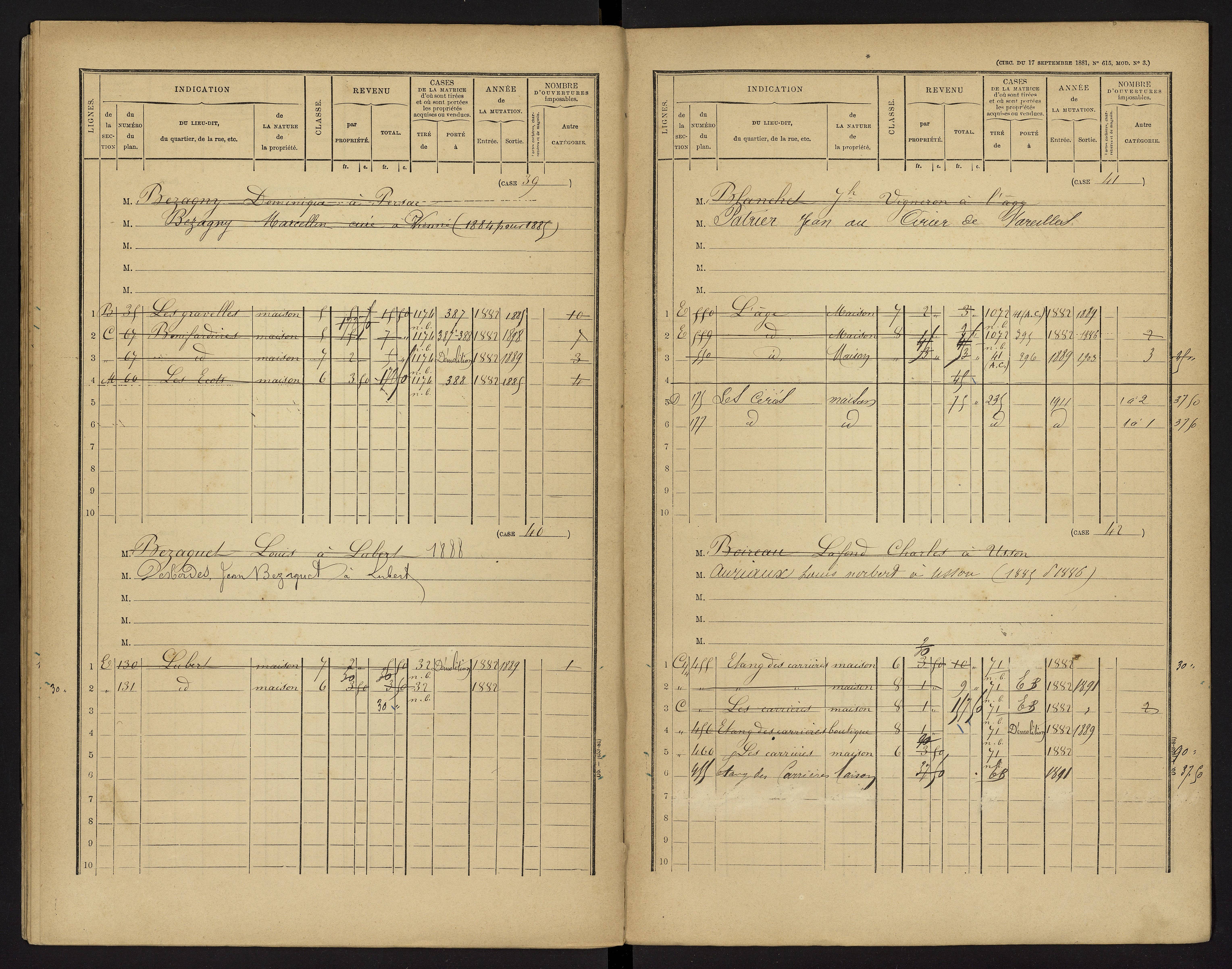 Availles-Limouzine - FRAD086_cadastre Cases 1-496 