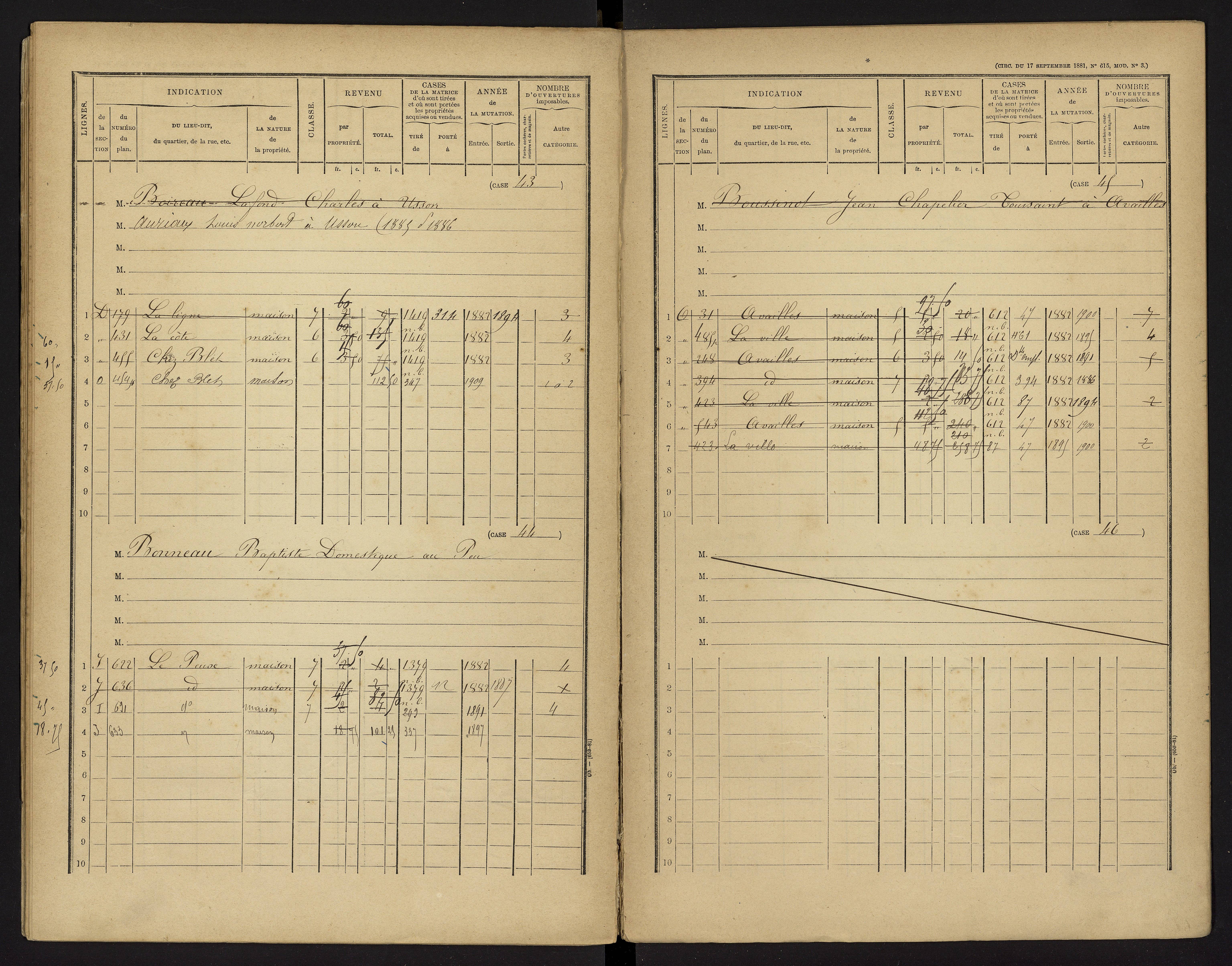 Availles-Limouzine - FRAD086_cadastre Cases 1-496 