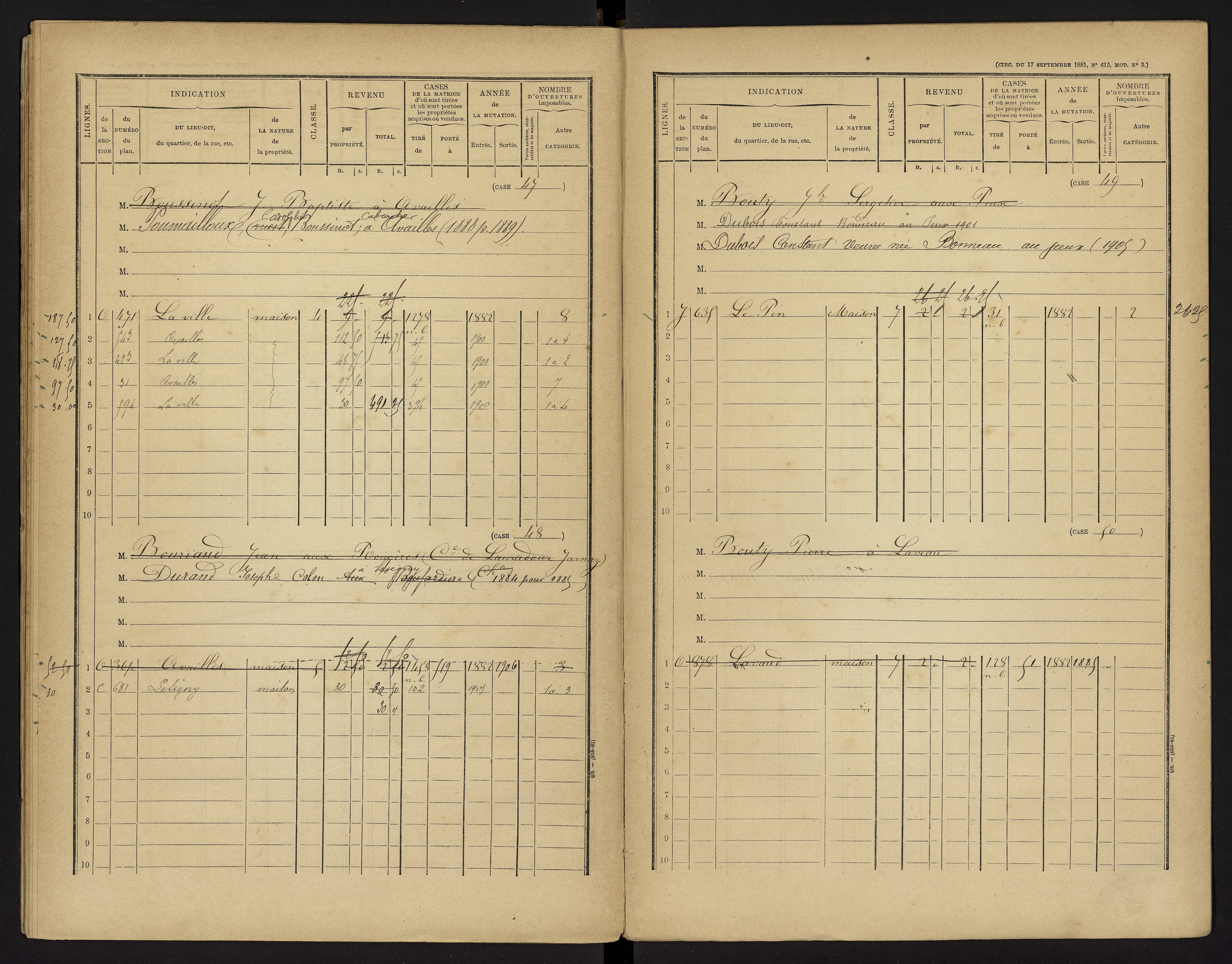 Availles-Limouzine - FRAD086_cadastre Cases 1-496 