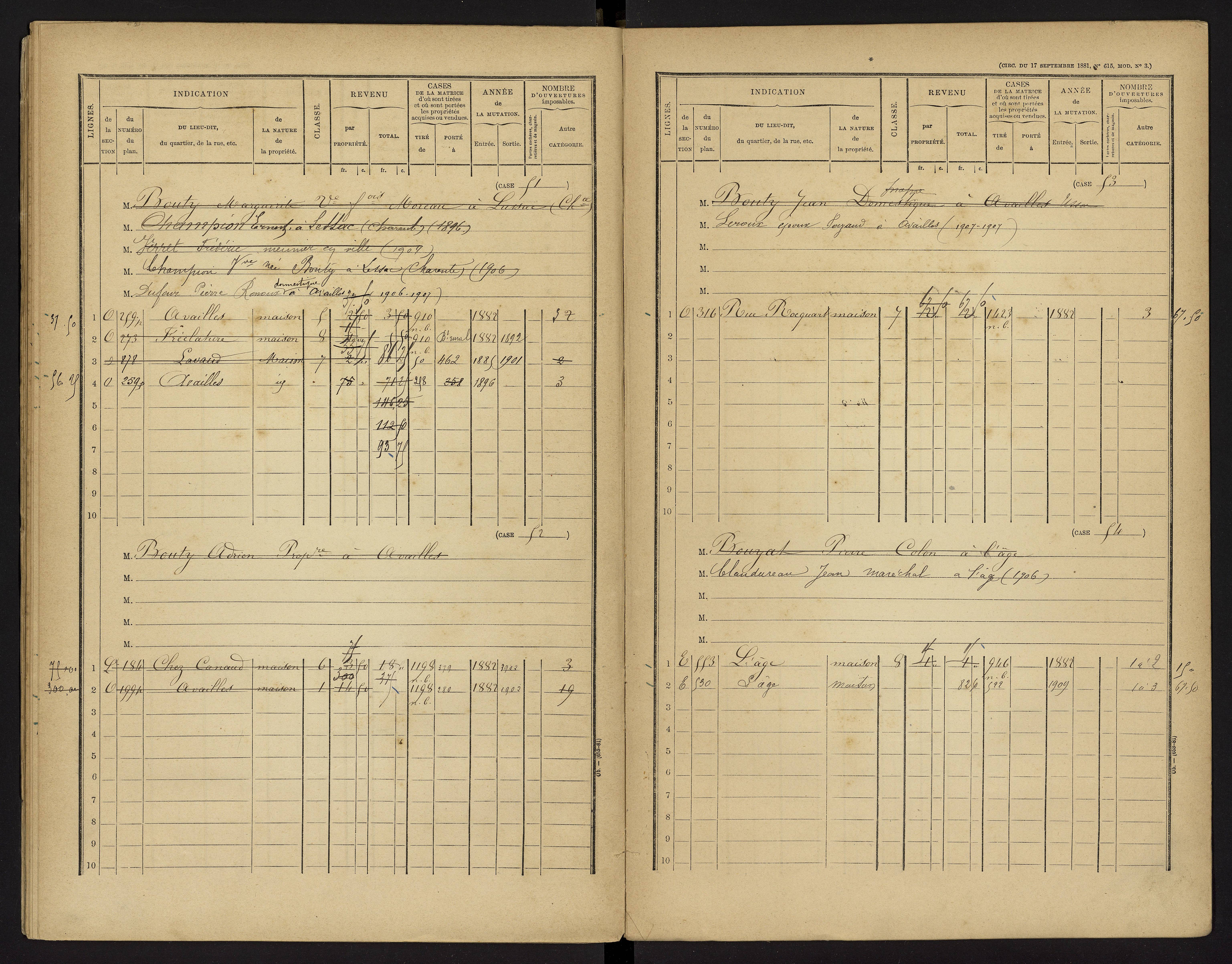 Availles-Limouzine - FRAD086_cadastre Cases 1-496 