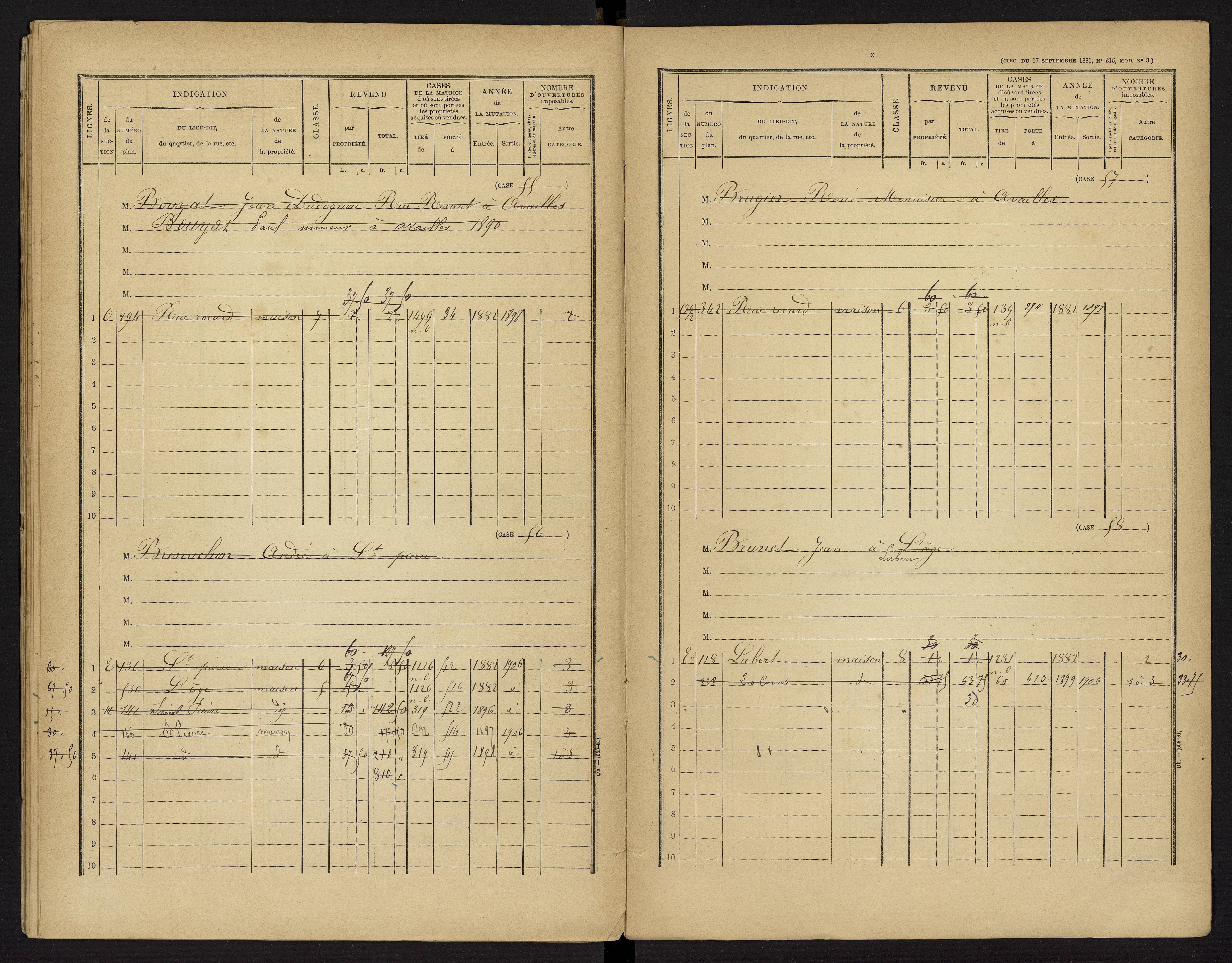 Availles-Limouzine - FRAD086_cadastre Cases 1-496 
