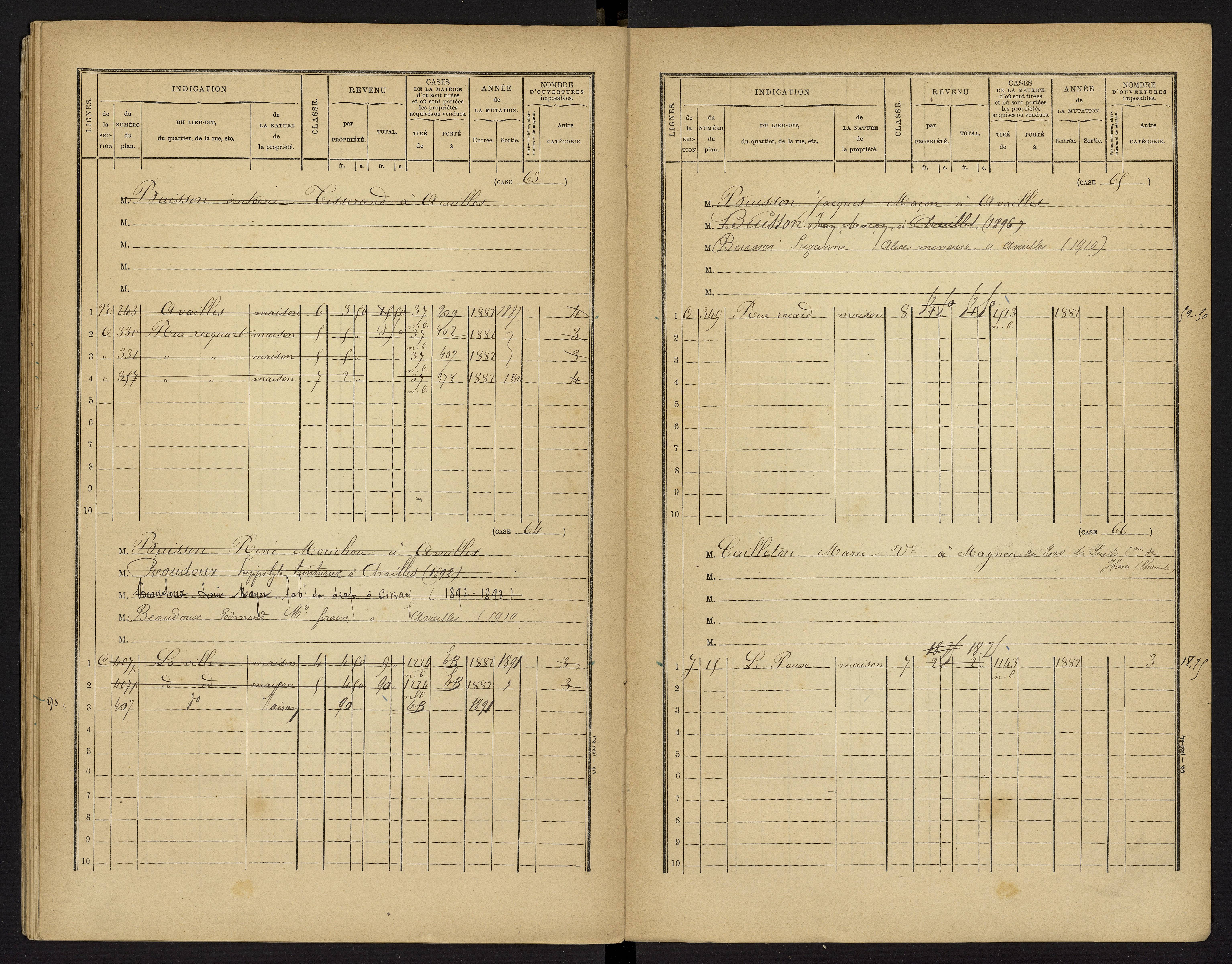 Availles-Limouzine - FRAD086_cadastre Cases 1-496 