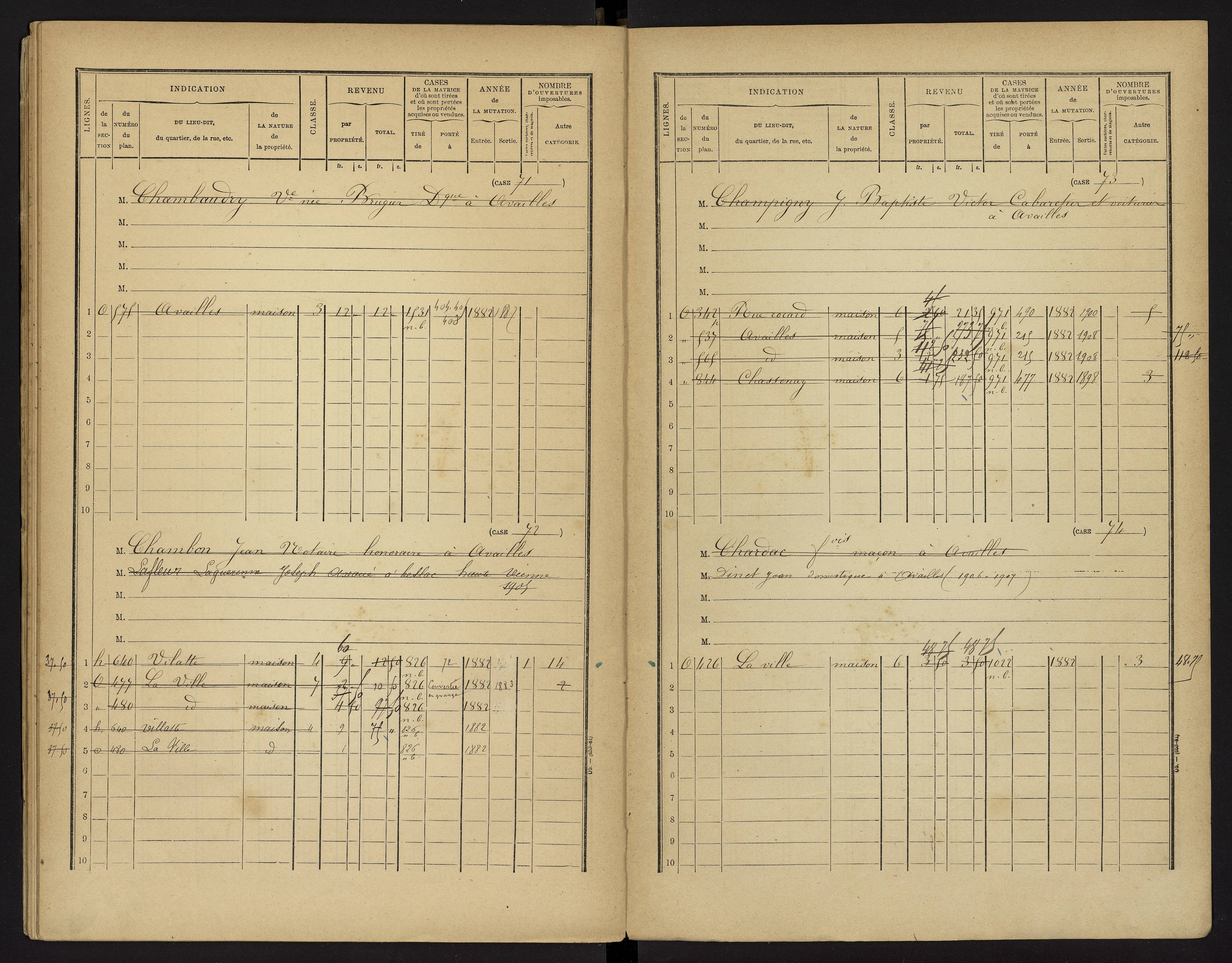 Availles-Limouzine - FRAD086_cadastre Cases 1-496 