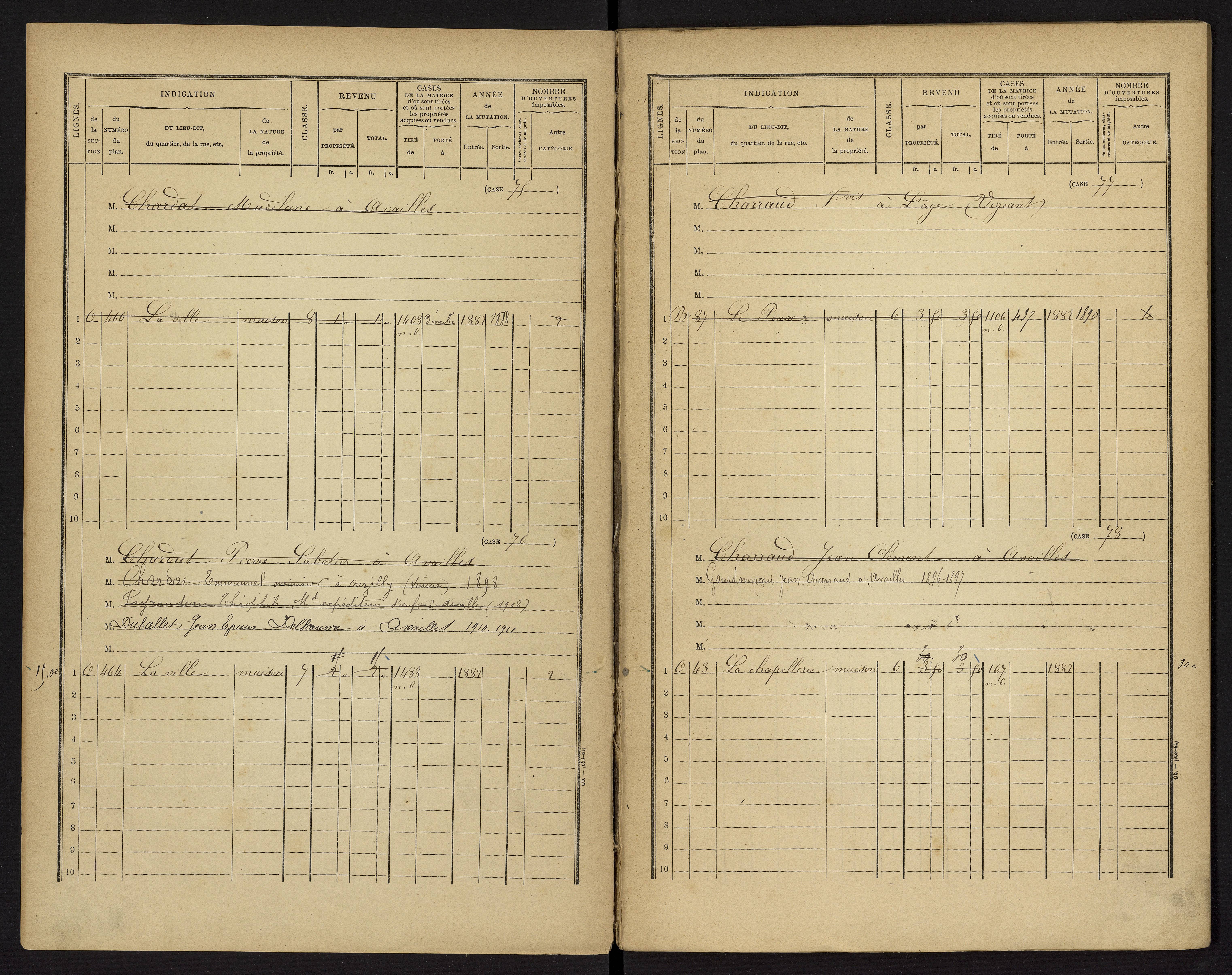 Availles-Limouzine - FRAD086_cadastre Cases 1-496 