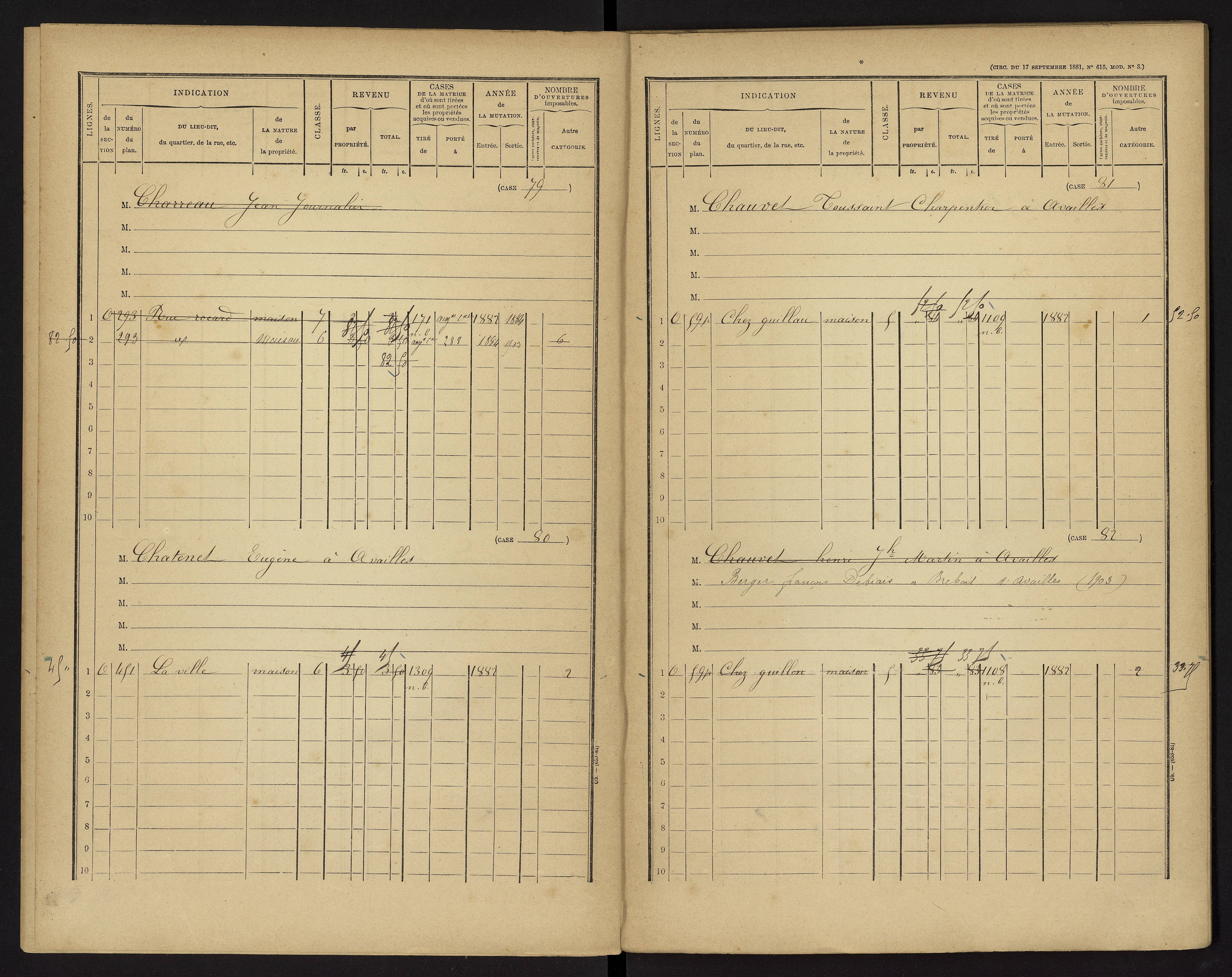 Availles-Limouzine - FRAD086_cadastre Cases 1-496 