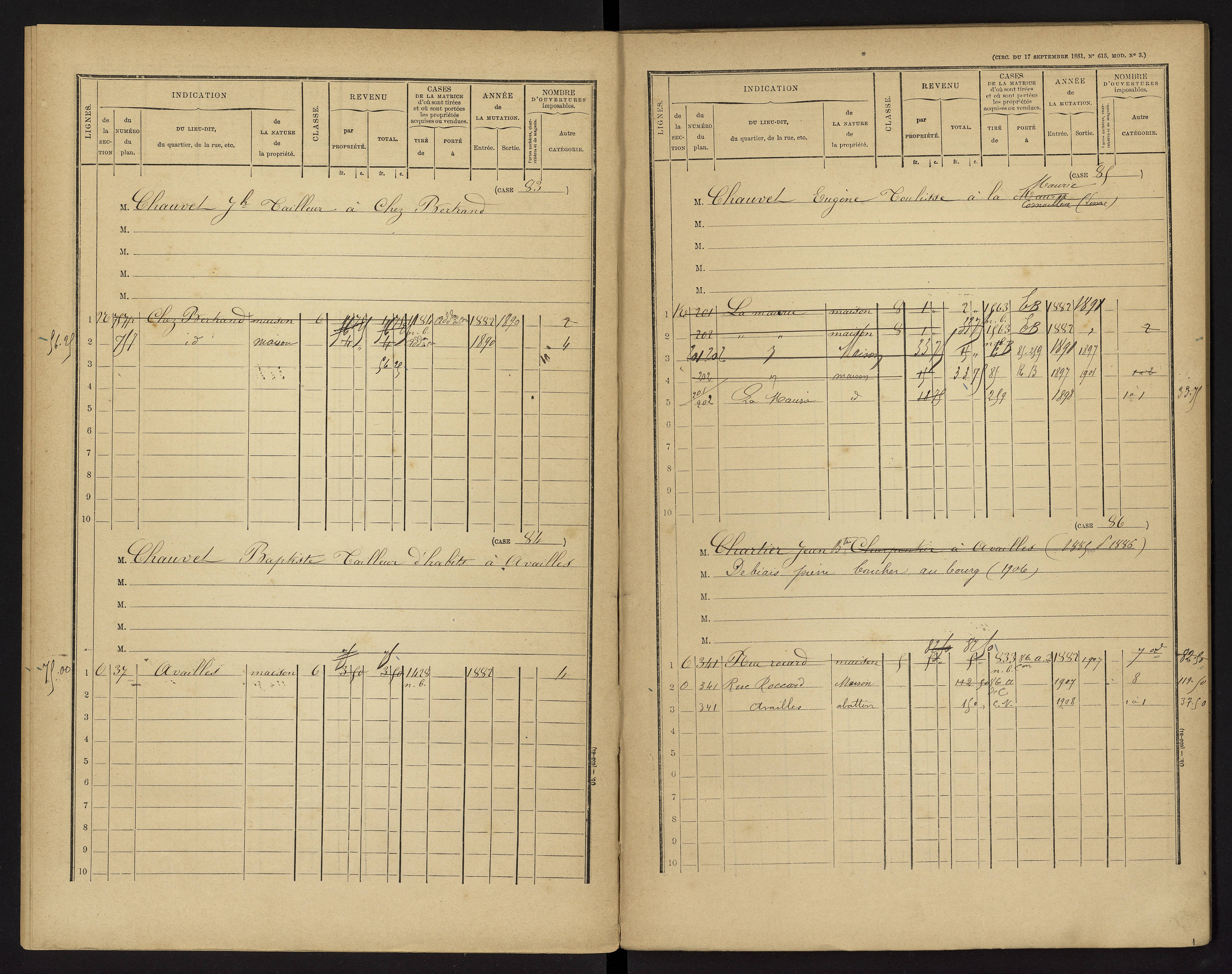 Availles-Limouzine - FRAD086_cadastre Cases 1-496 
