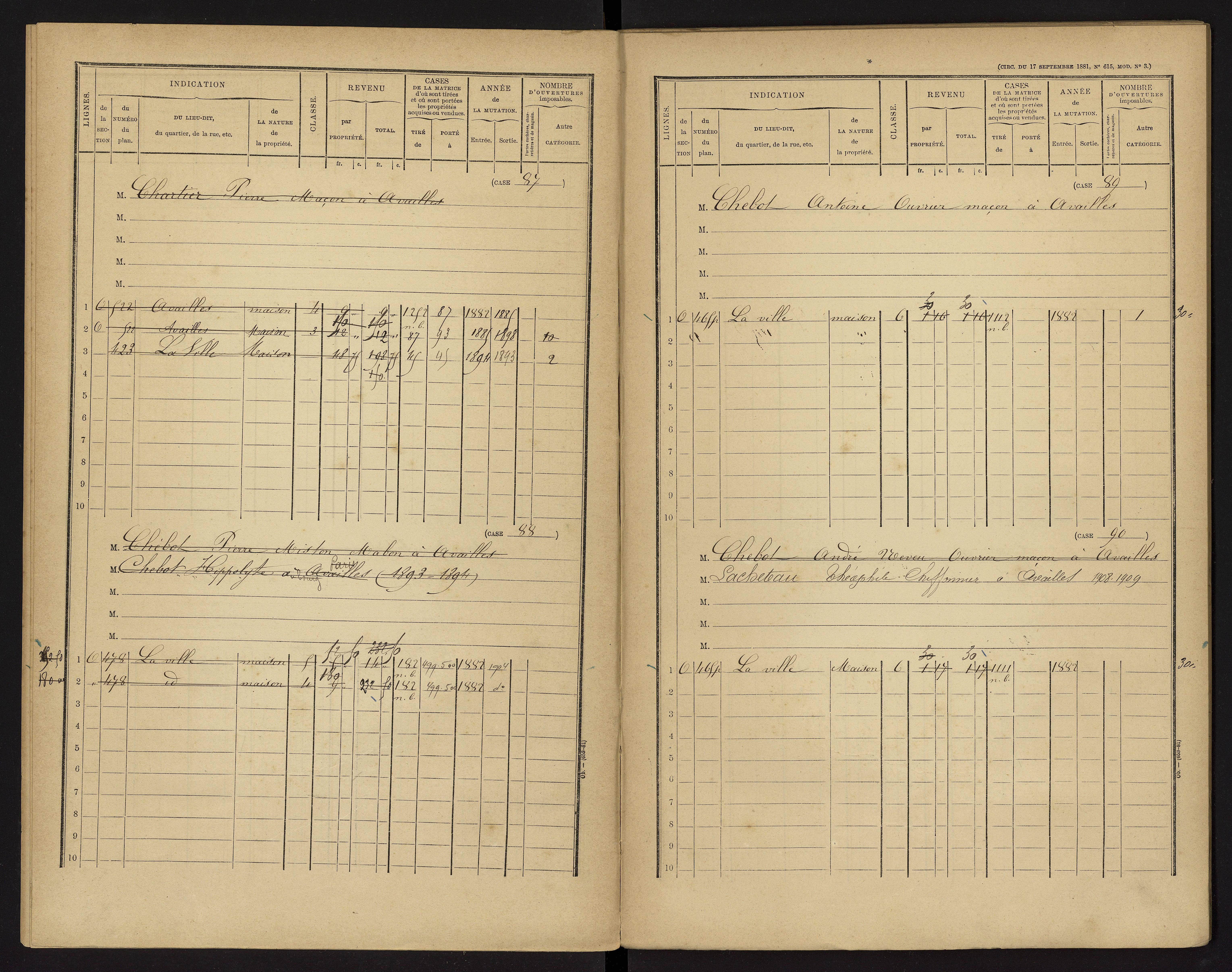 Availles-Limouzine - FRAD086_cadastre Cases 1-496 