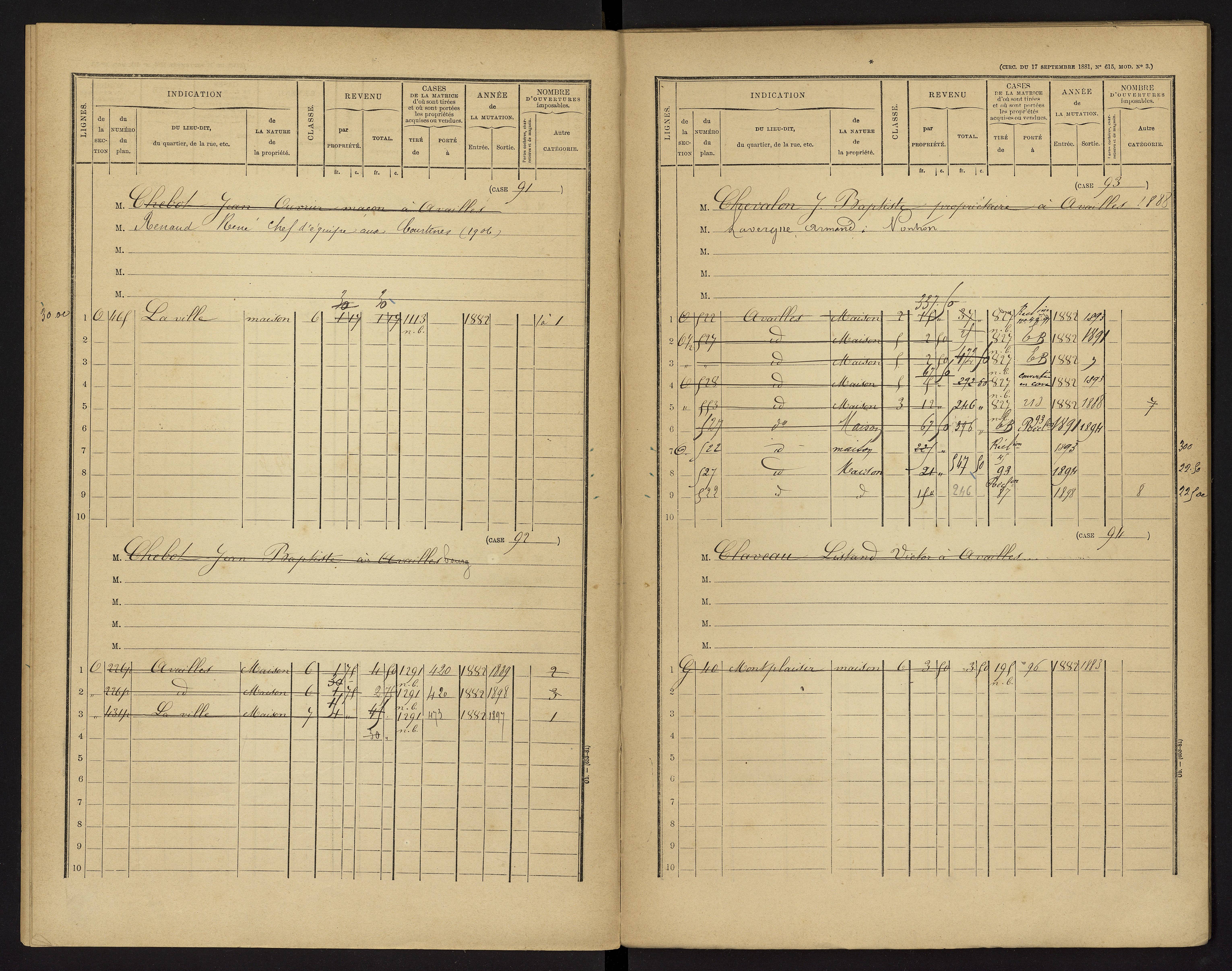 Availles-Limouzine - FRAD086_cadastre Cases 1-496 